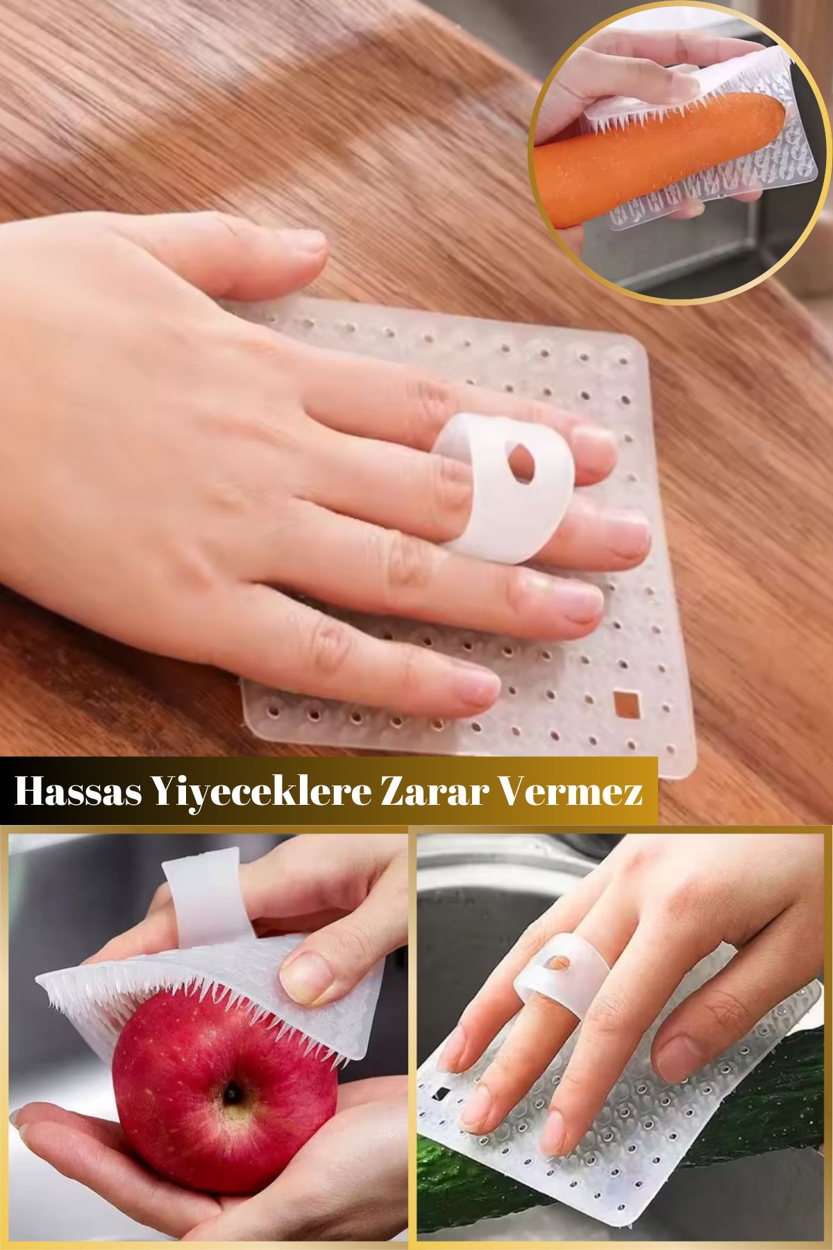 Hane Dostu Ergonomik Tasarım | Çok Amaçlı Sebze Meyve Patates Temizleme Soyma Fırçası