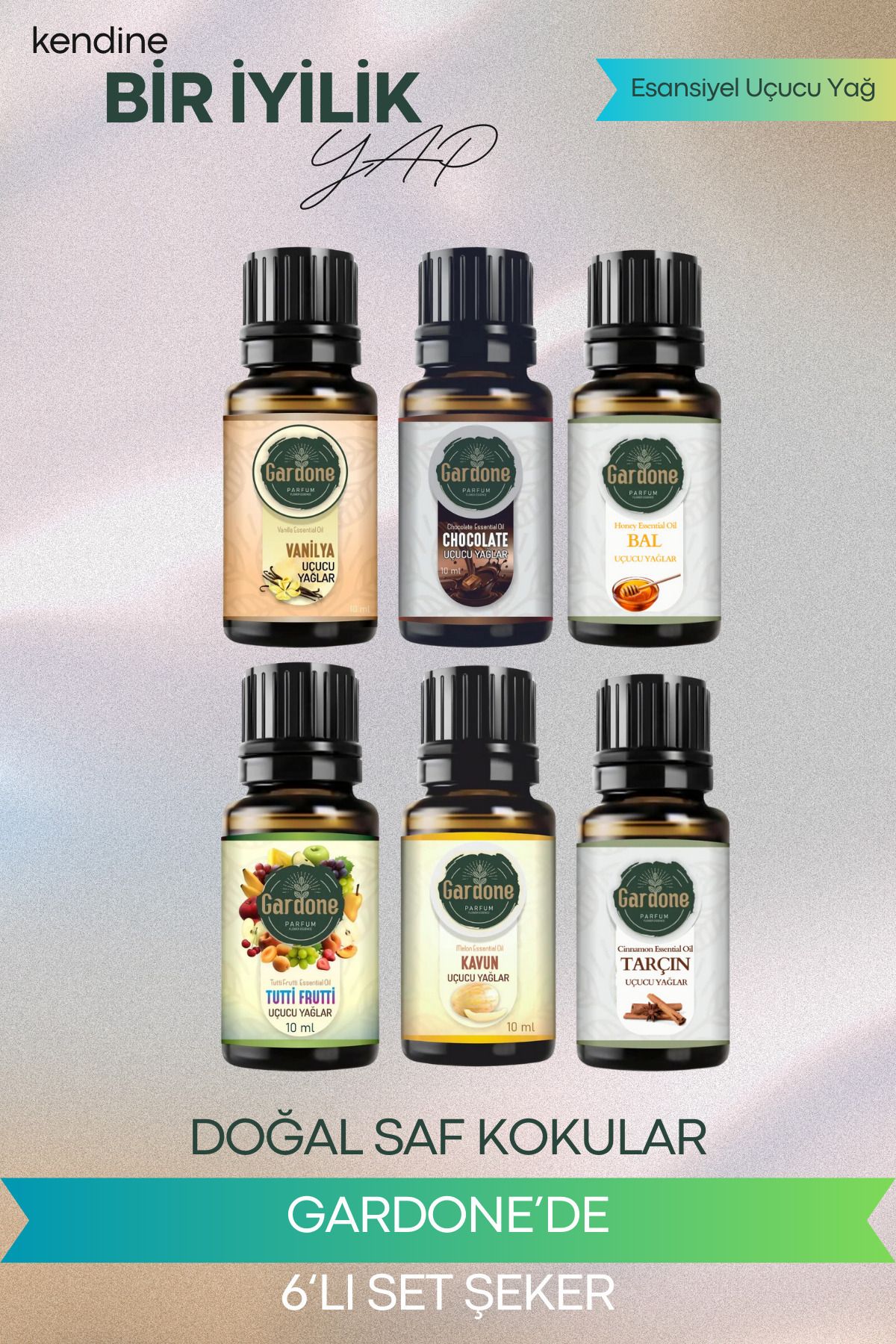 Gardone 6lı şeker set Yağ Buhurdanlık Yağı Doğal Yağlar Oda Kokusu Difüzör Yağ 10ml