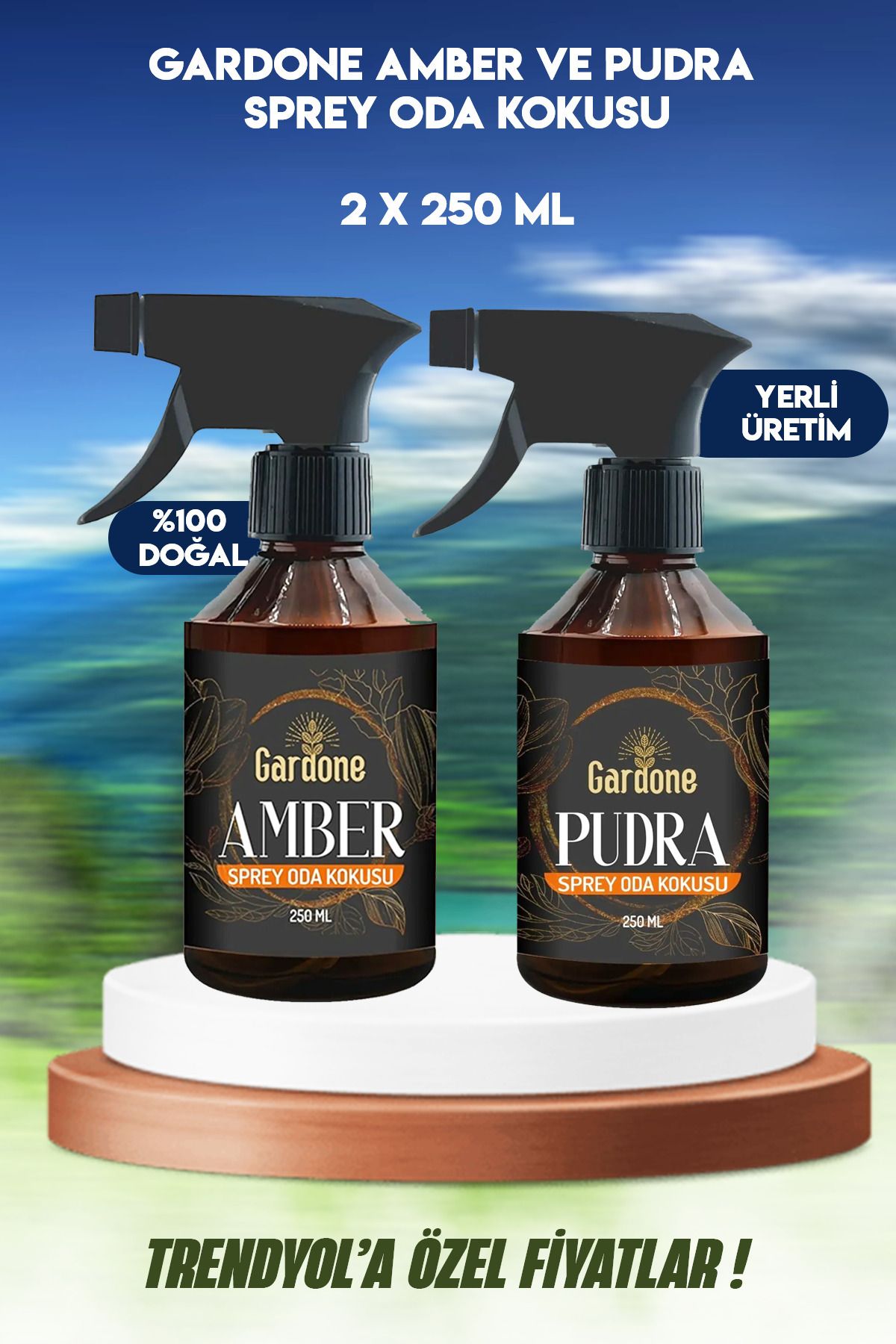 Gardone Amber, Pudra Oda Ve Çamaşır Spreyi Oda Parfümü Koku Giderici 2x250 ml