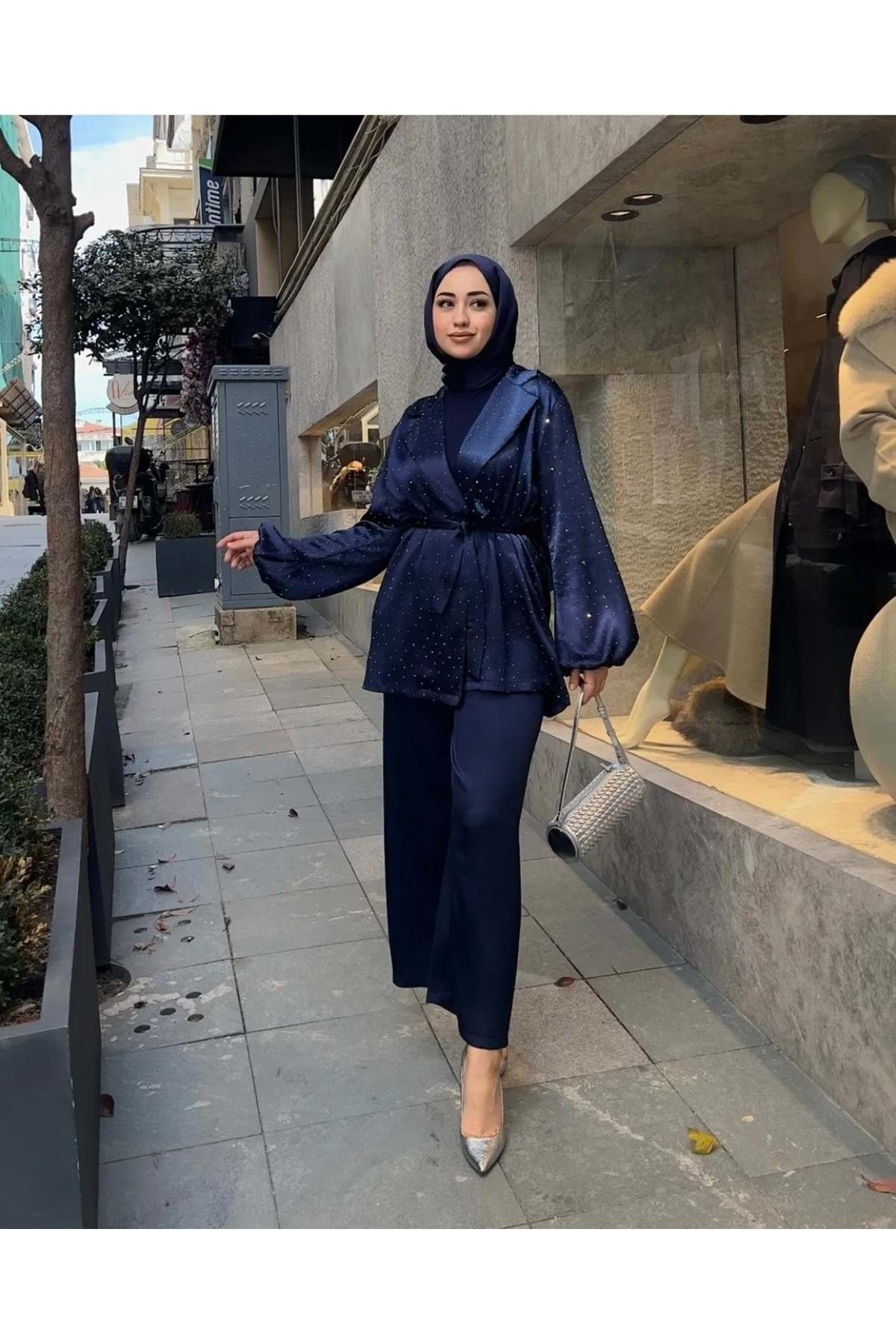 Rumella 25Y4293 TAKIM CEKET PANTOLON SATEN CEKET TAŞLI - RUMELLA - 25Y4293 - LACI - M
