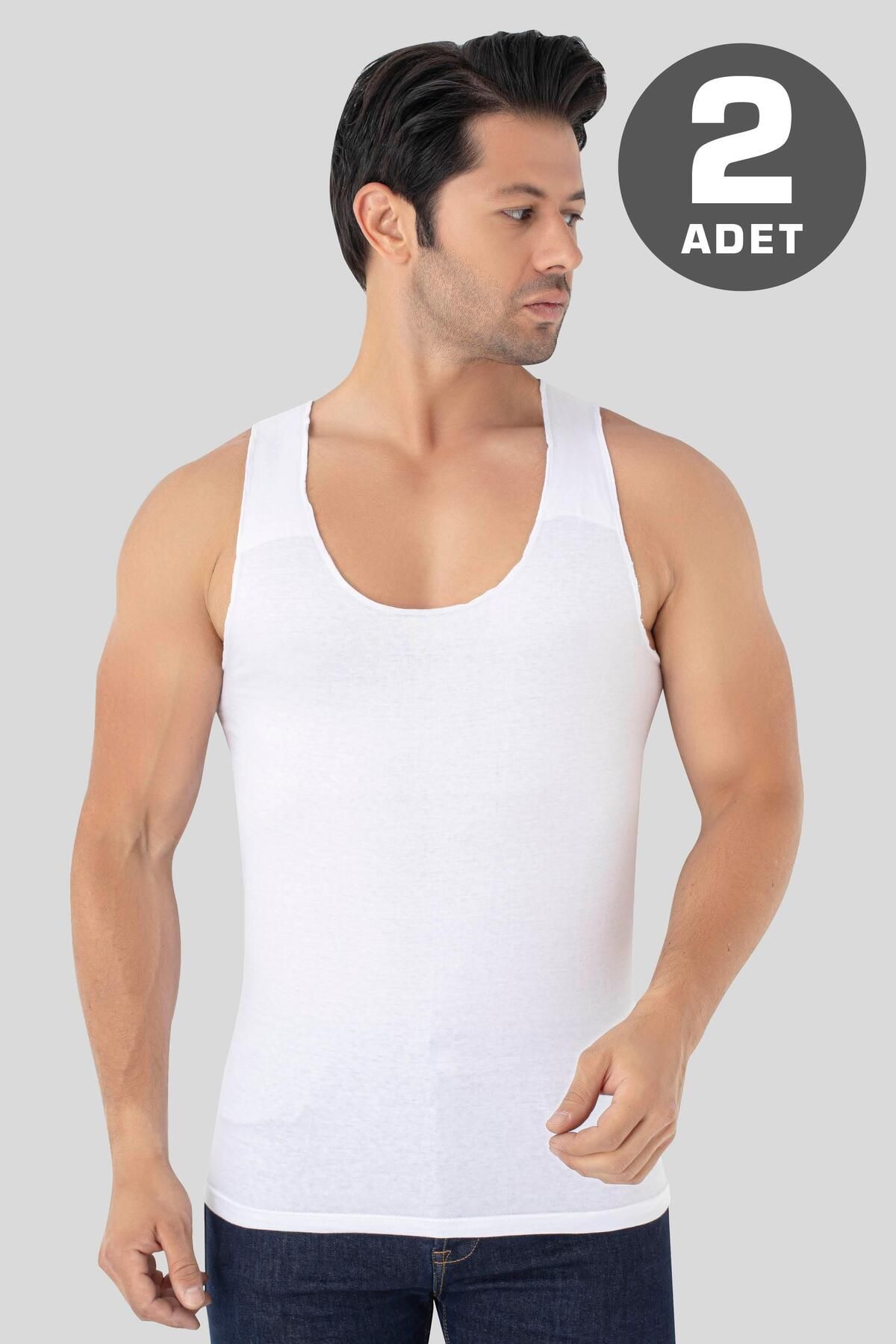 Arma Yıldız Erkek İz Bırakmayan Dikişsiz Atlet Beyaz %100 Pamuk Penye 2'li Paket