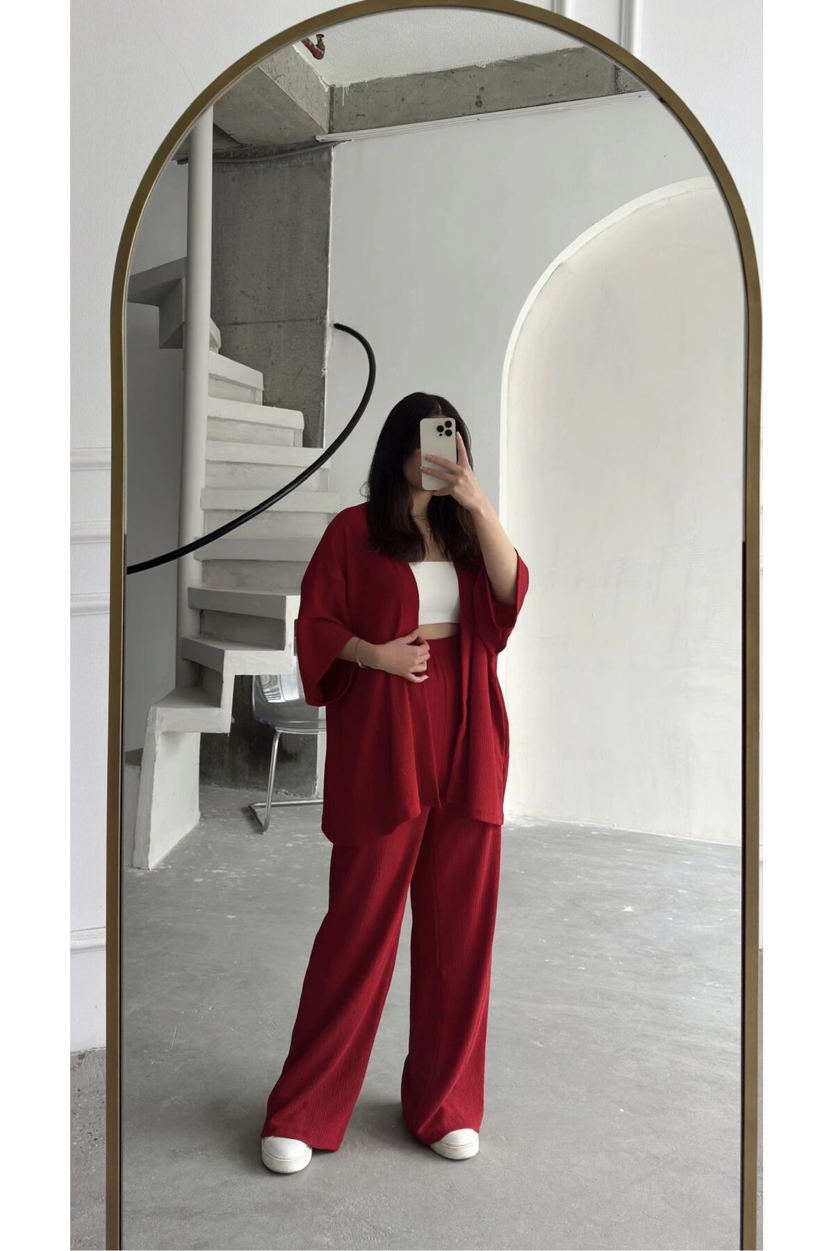 Butik Lavv Kimanolu Pantalonlu Gofre Takım Mavi