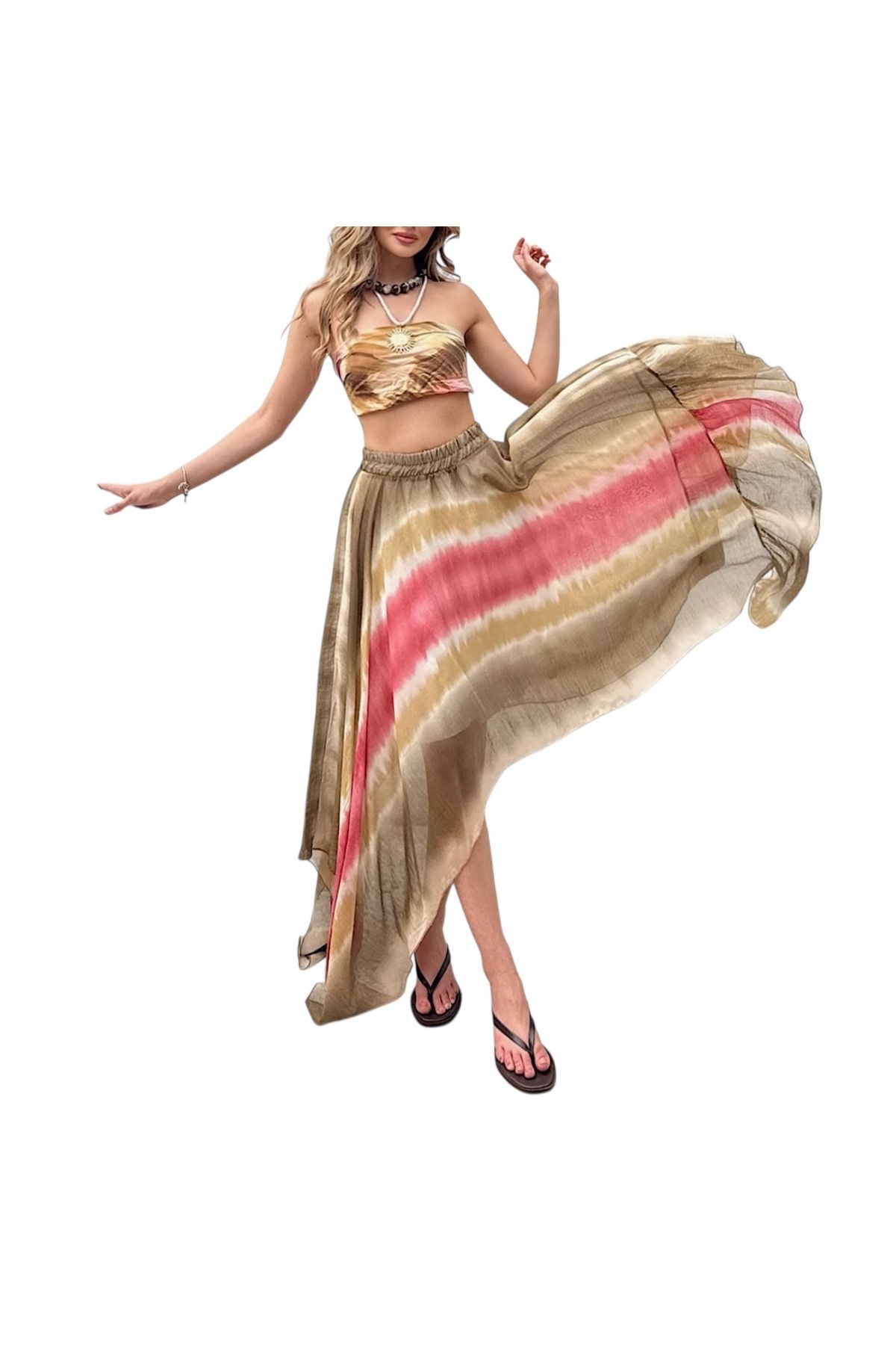 PHUTİ COLLECTION RENKLİ ŞİFON ETEK