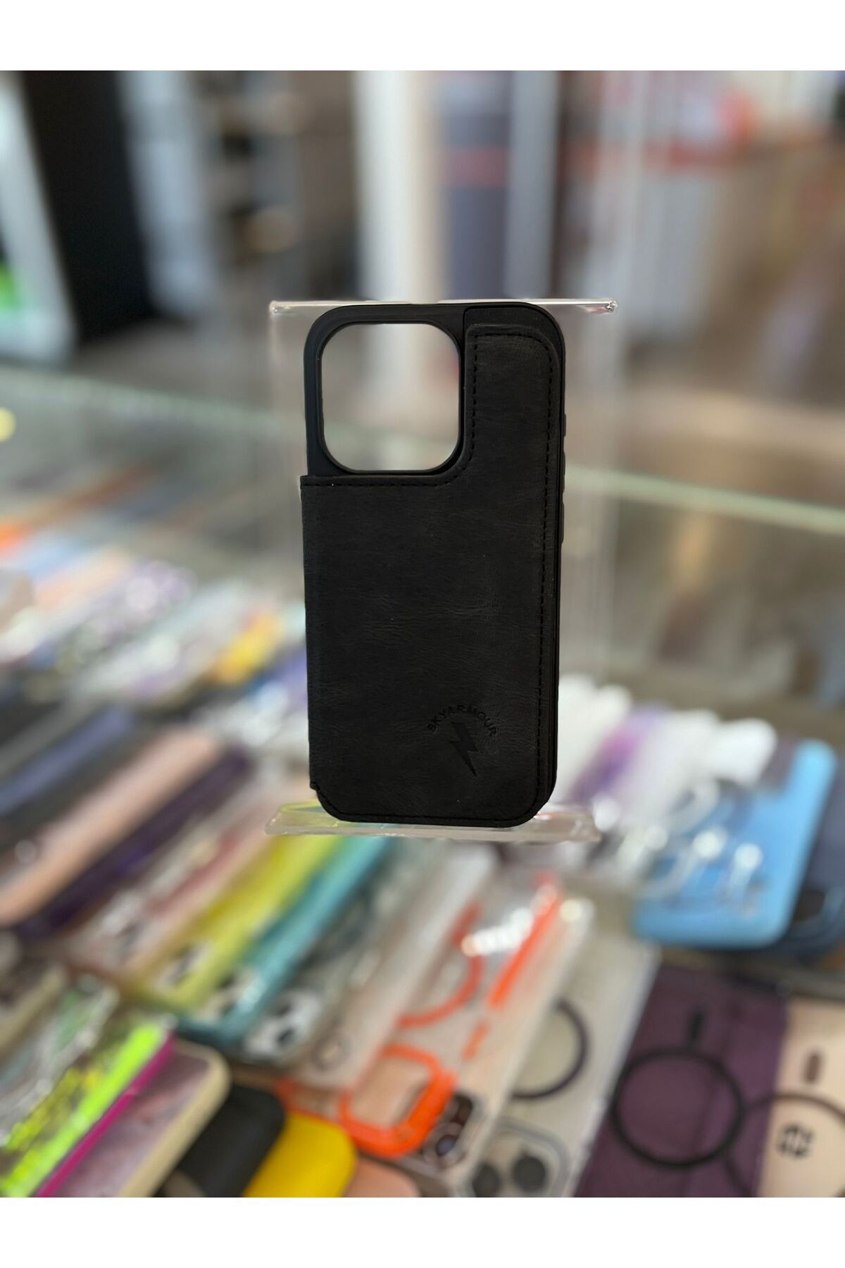 Goktugaksesuar iphone 15 Pro Uyumlu Deri Cüzdanlı Kılıf Premium Siyah