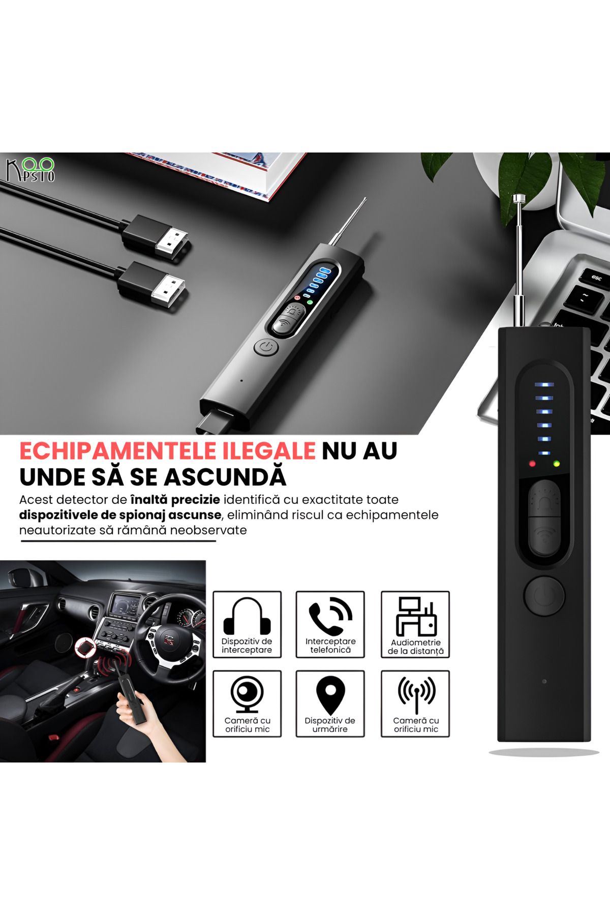 Koopsio-Spy Device Detector, hidden cameras, hidden microphones, GPS locators, voice recorders 3