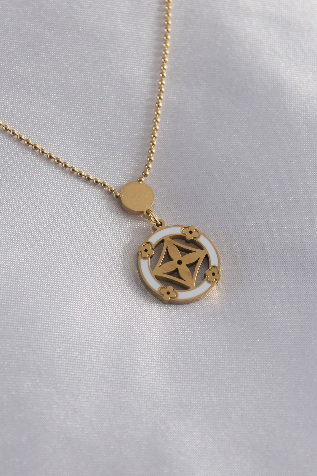 Clariss 316L Çelik Gold Renk Çiçek Figür Kadın Kolye