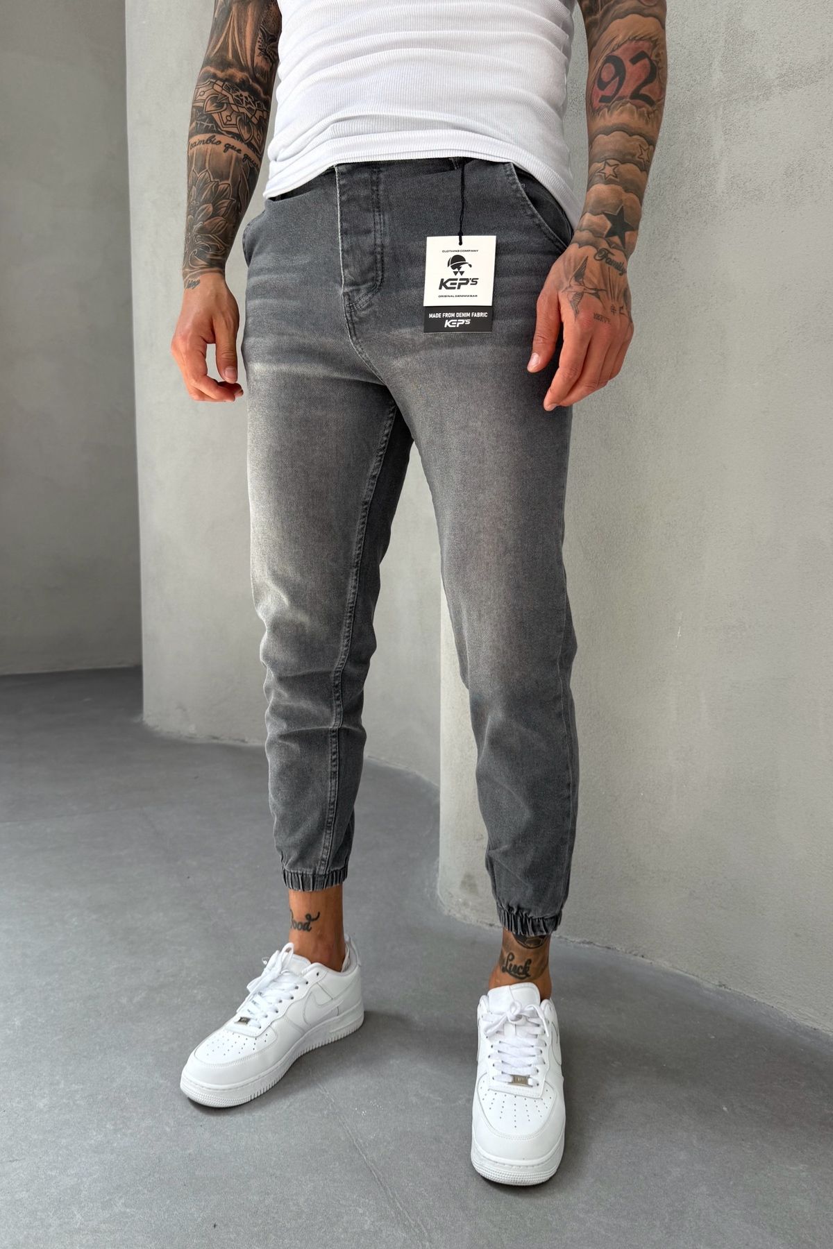 MADZEYMODA Paça Lastik Likralı Denim Kumaş Erkek Füme Jean Kot Pantolon KE-658