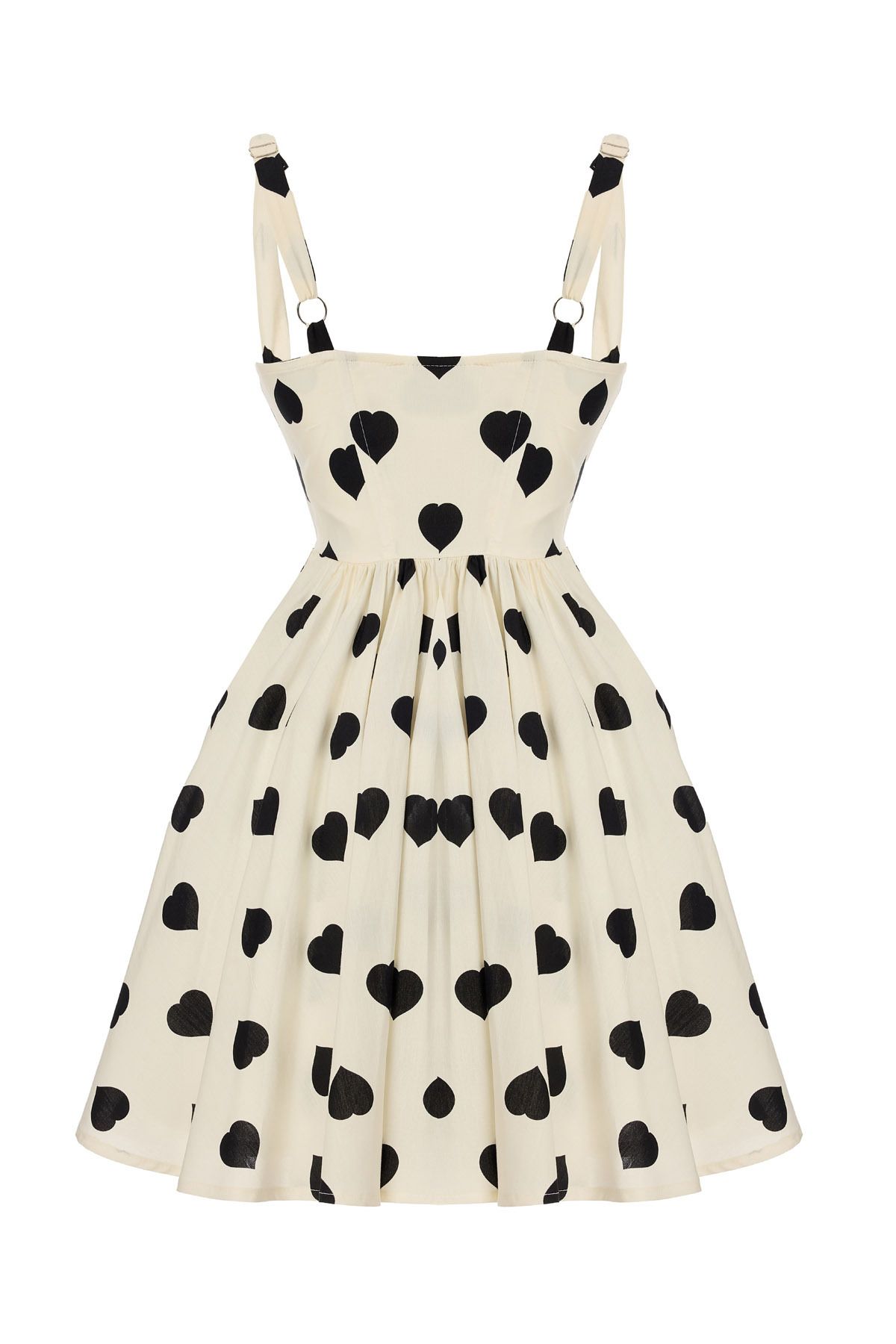 SEVİLEN-Heart Patterned Strappy Summer Dress 3