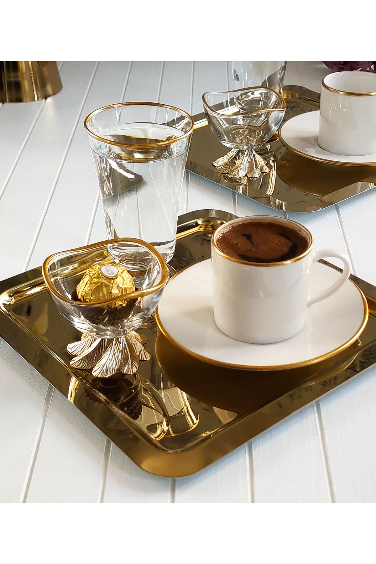 REGNA HOME Fine Living Regna Home Sena 10 Parça 2 Kişilik İkram Seti- Tepsili-Lokumluklu -Kadehli