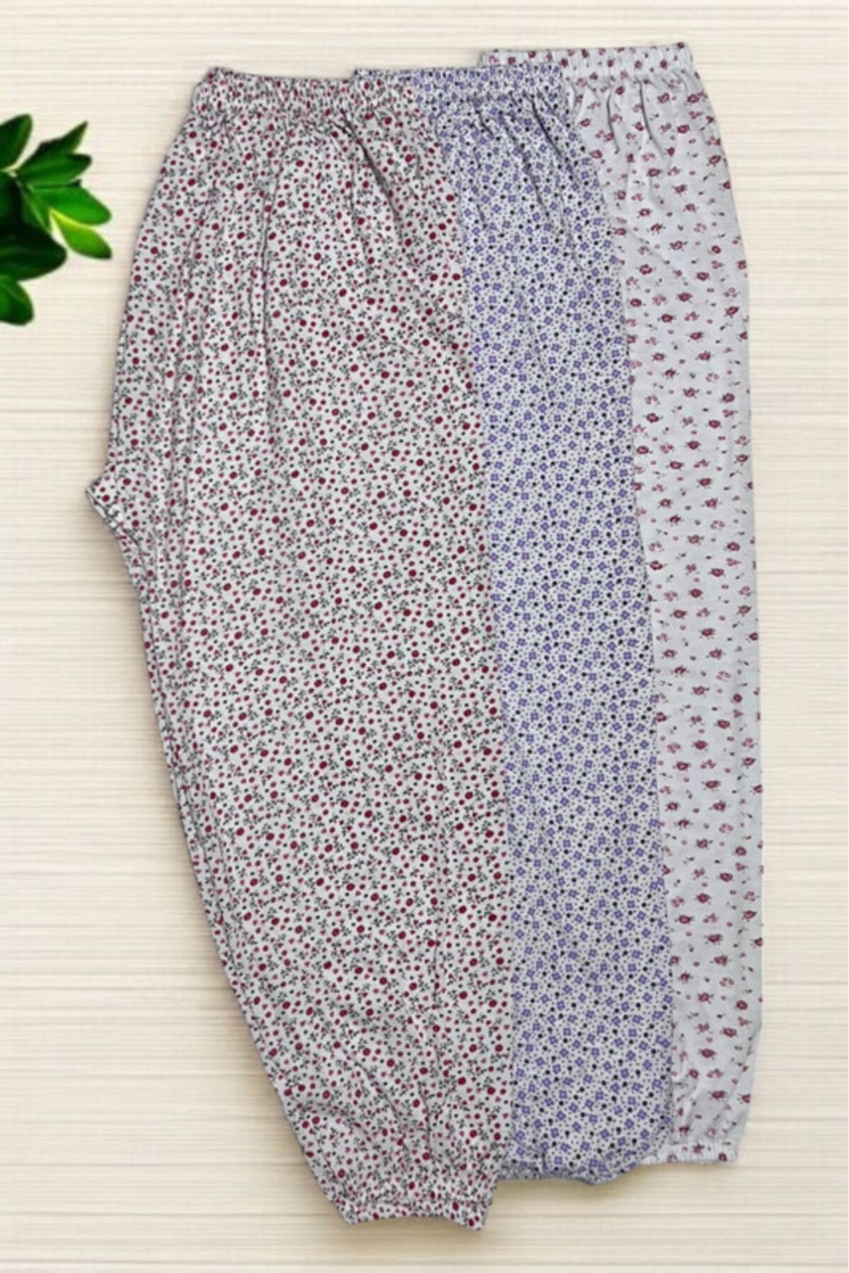 Pi Giyim 3 Adet Kadın Desenli Uzun Lastikli Pijama Altı Yazlık