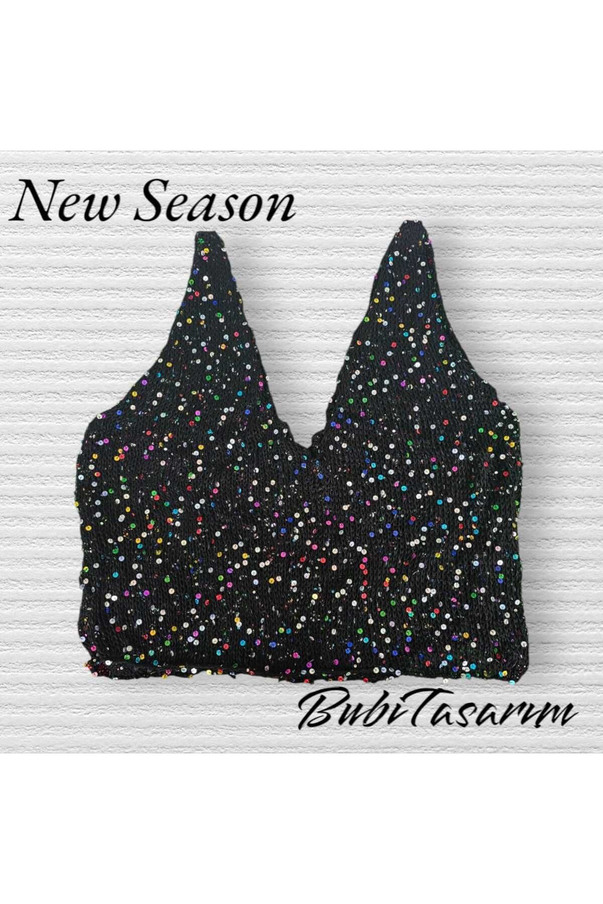 BuBi Siyah Pullu Crop