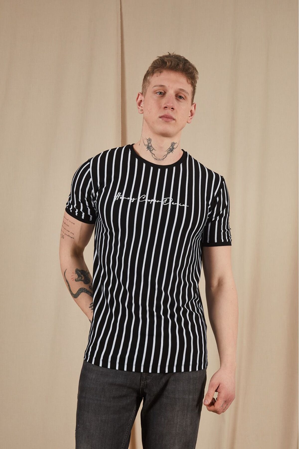 nevaspor çizgili bisiklet yaka tshirt