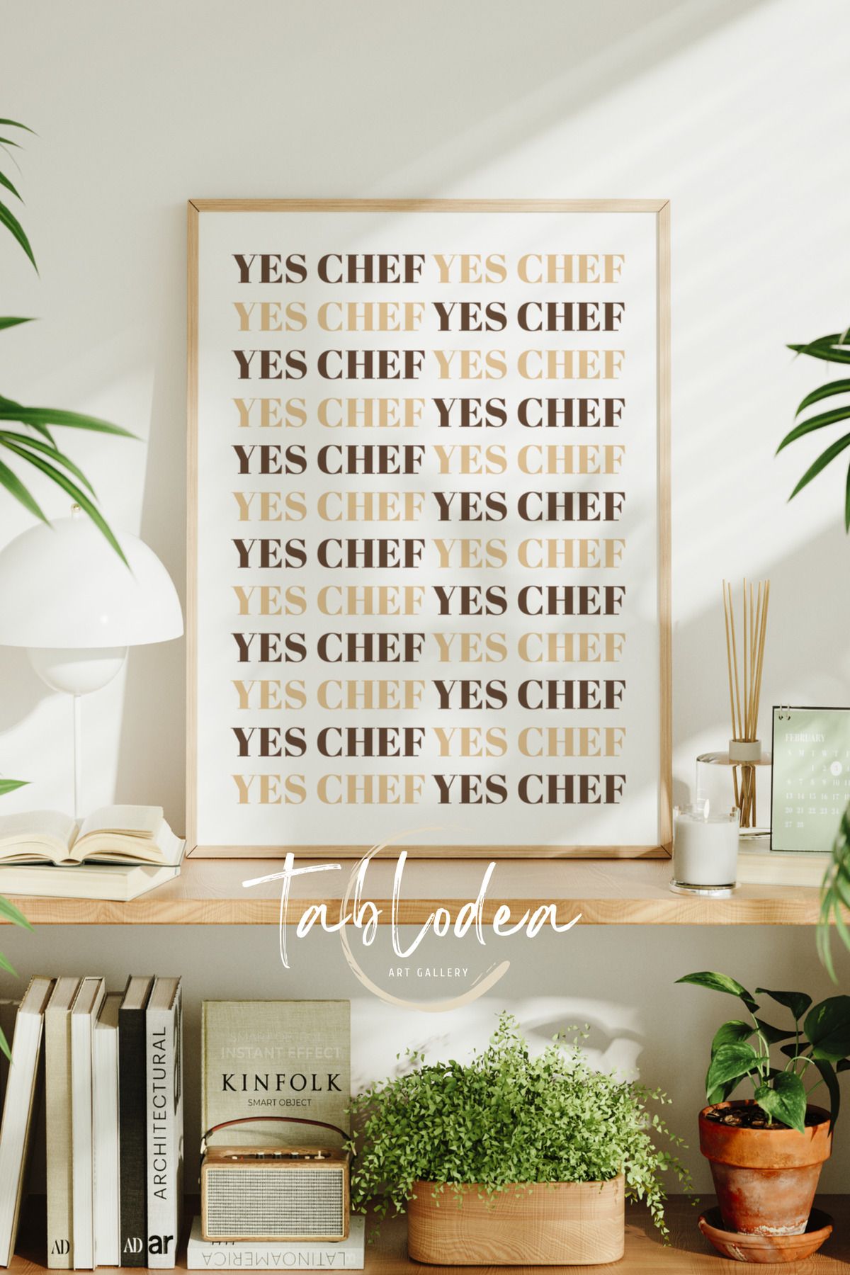tablodea Yes Chef Yazılı Modern Mutfak Dekoru Çerçeveli Poster Tablo Minimalist Dekoratif Boho Mutfak Tablosu
