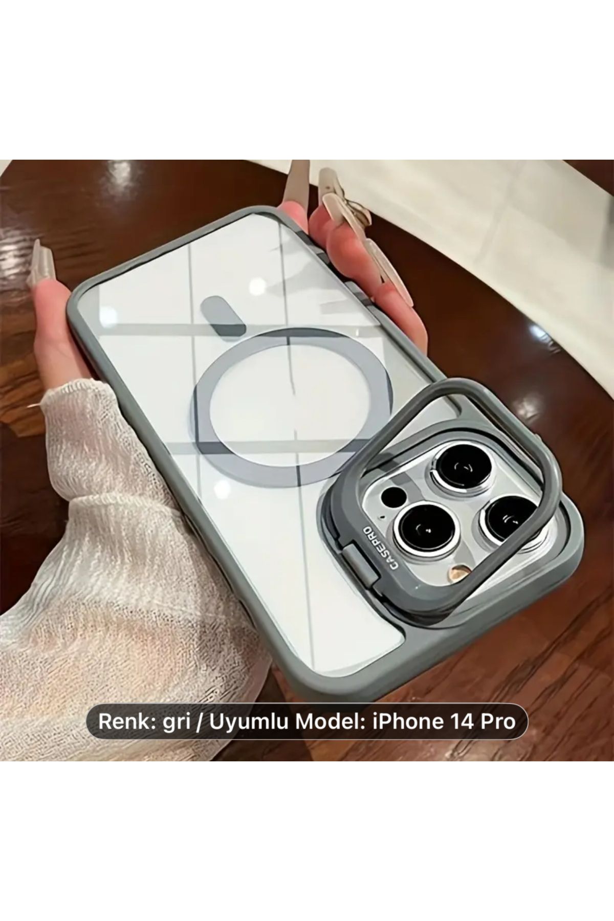 Store Iphone 14 Pro Uyumlu Mat Siyah Magsafe Özellikli Darbe Önleyici Şeffaf Silikon Kılıf