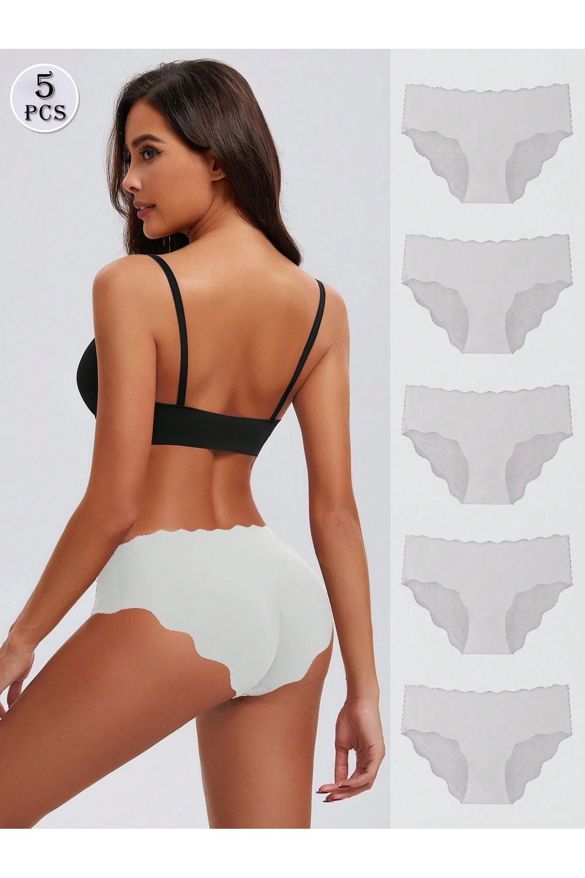 BENİMOLMALI Dikişsiz Nefes Alabilen Dalgalı Bikini Külot 5 li Set Lazer Kesim Bikini Külot Full Likra