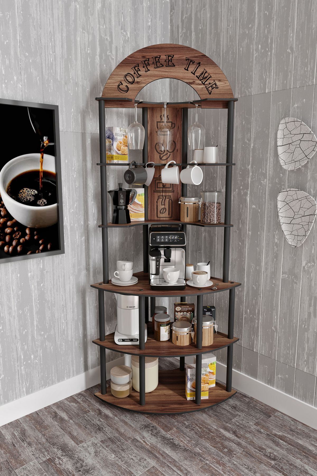 RC HOME Dekoratif Çok Raflı Kahve Standı