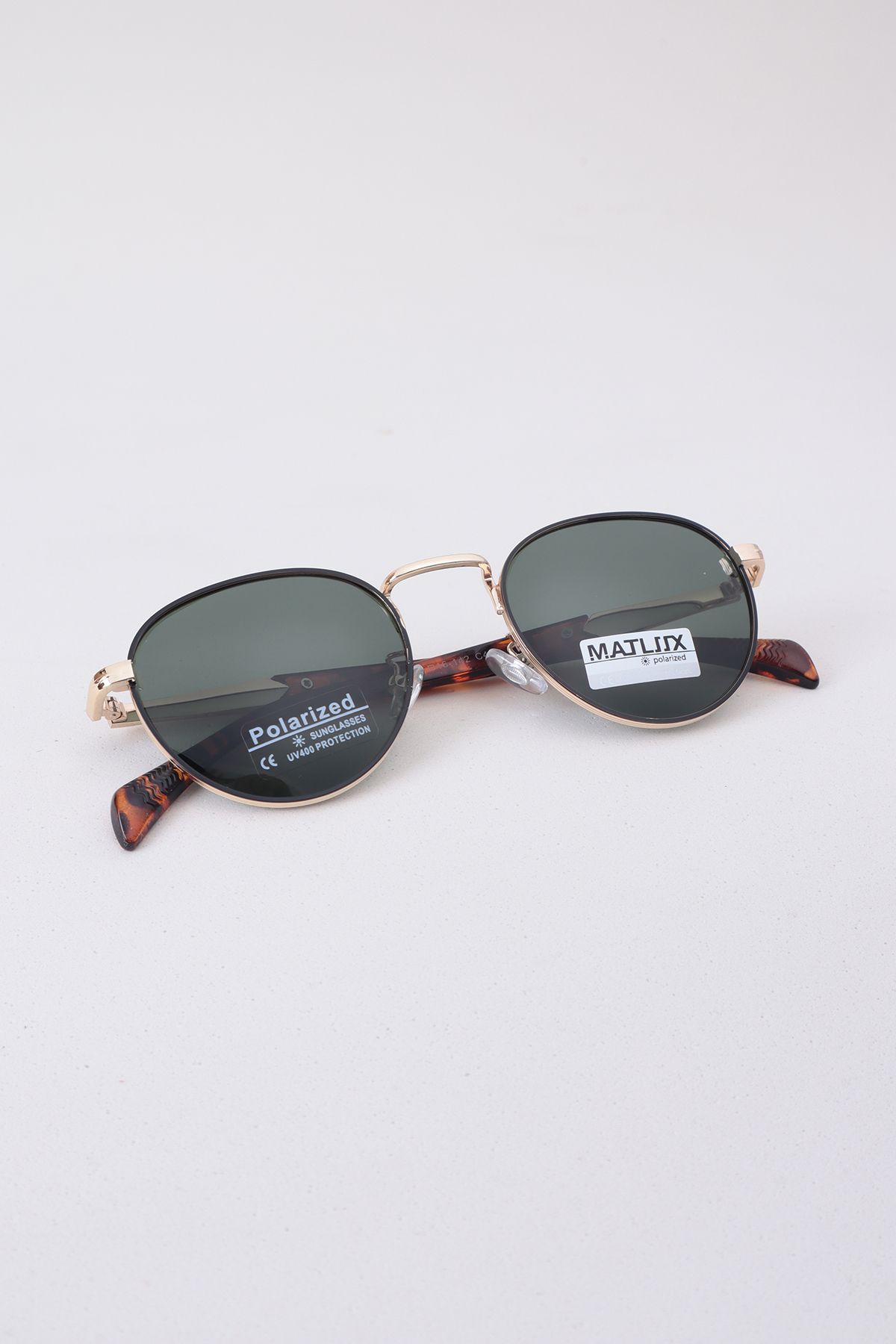 Kapin Zurich Oval Metal Tasarım Unisex Polarize Güneş Gözlüğü - Yeşil Cam