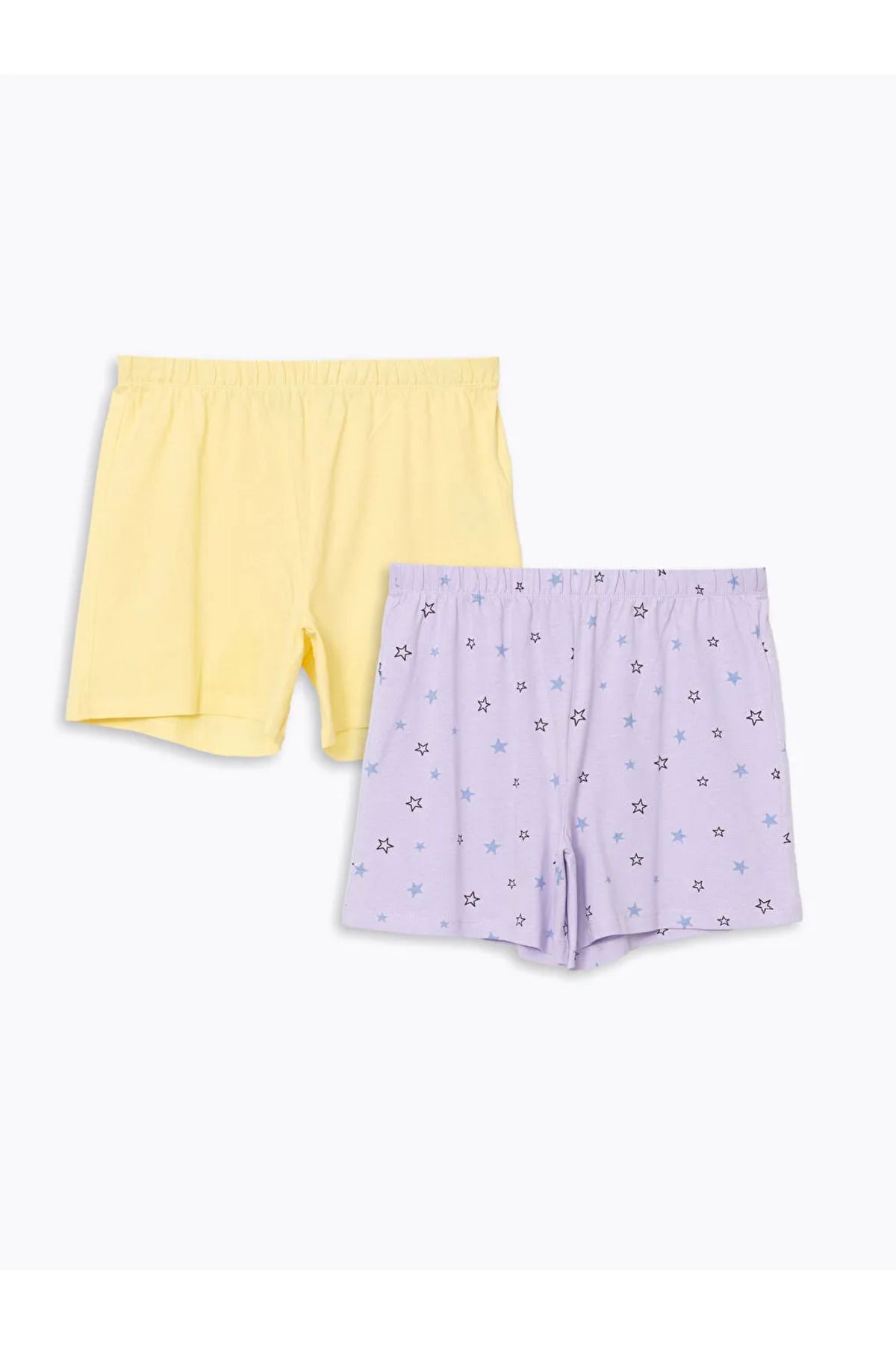 LC Waikiki LCW Young Lila Beli Lastikli Desenli Kadın Şort Pijama Altı 2'li
