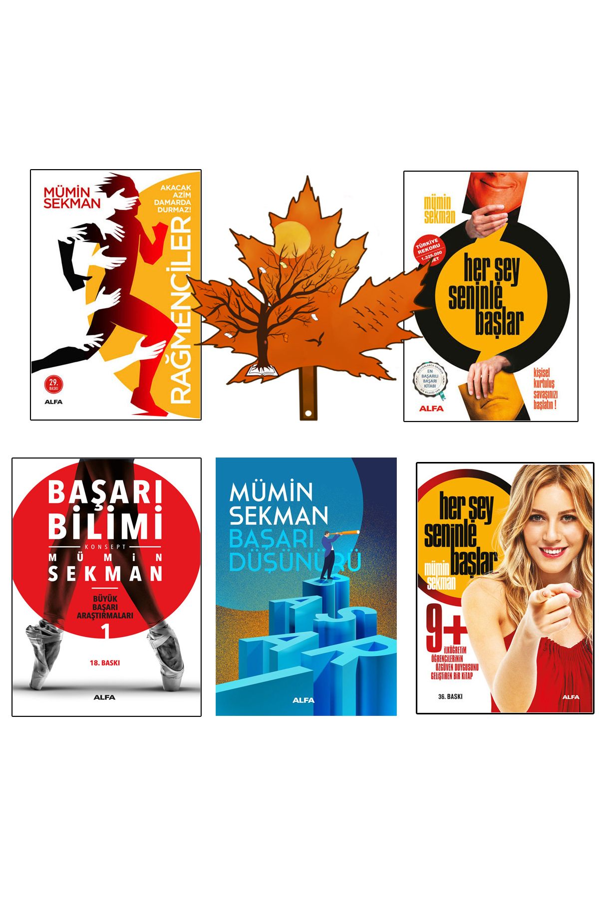 Alfa Yayınları mümin sekman - rağmenciler - her şey seninle başlar - başarı bilimi - başarı düşünürü -kitap ayracı