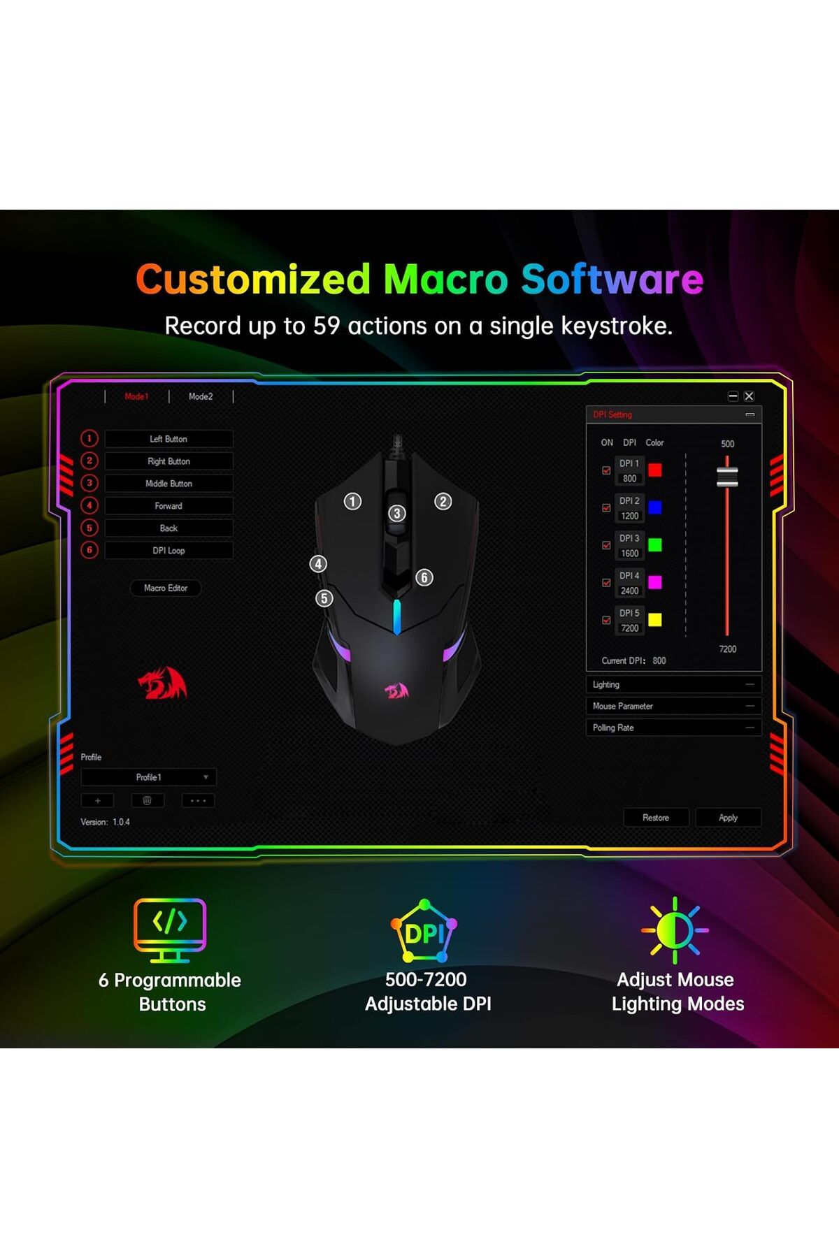 REDRAGON-Gaming Mouse with Backlighting, Gaming Keyboard, L-shaped Soundbar, Headphones with Microphone Combo 9