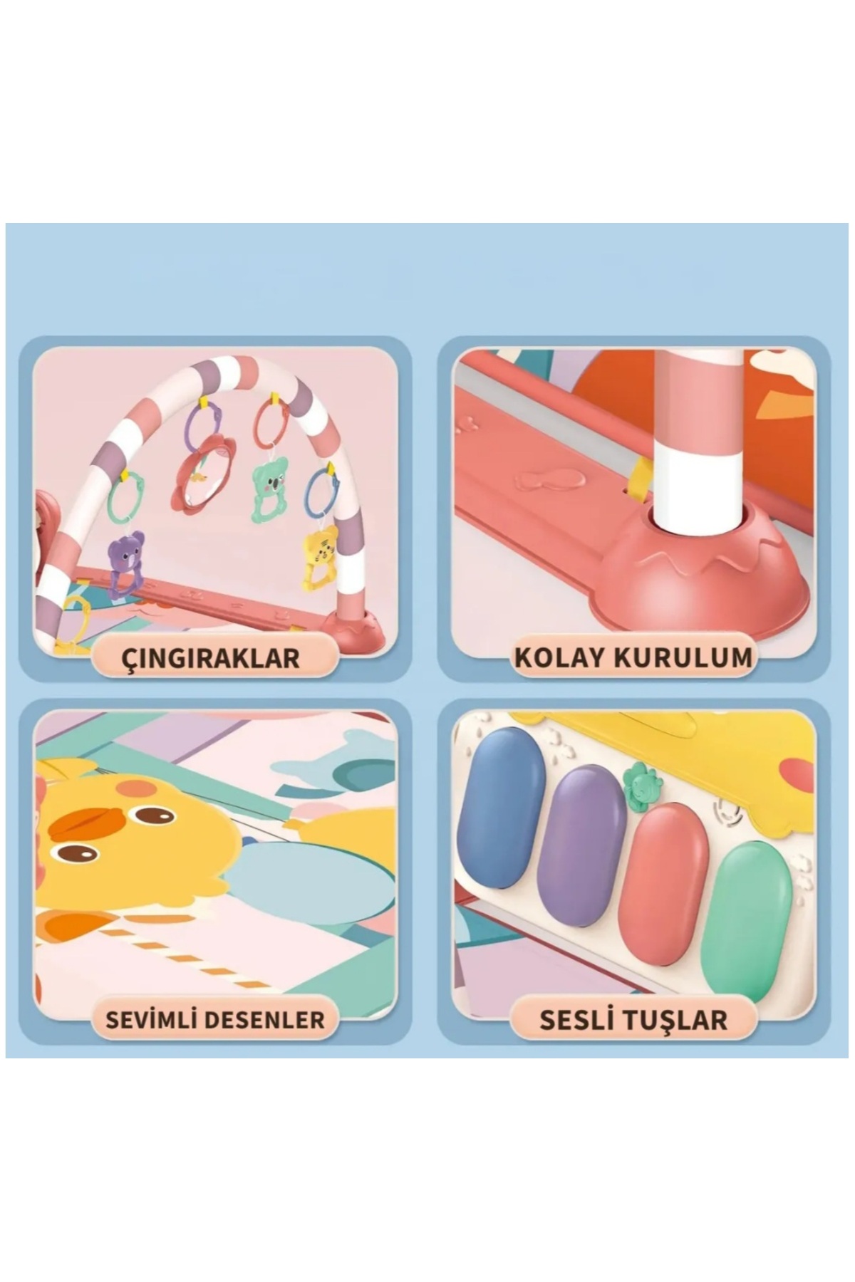 Baby Oyun Halısı | Piyanolu Işıklı Müzikli Ördek Tasarım Bebek Oyun Halısı |Aktivite ve Gelişim Minderi fotoğrafı 3 (önizleme)