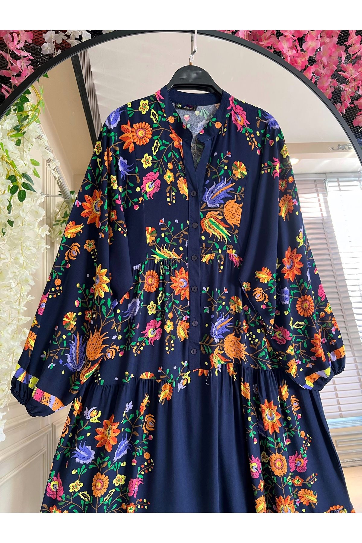 Milenastyle YAREN VİSKON ELBİSE LACİVERT