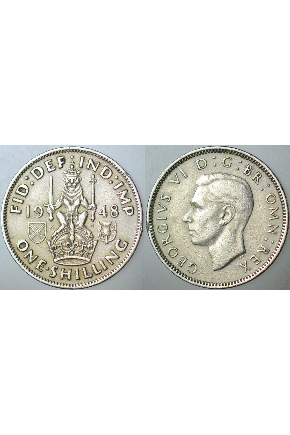 Banknoting BÜYÜK BRİTANYA 1 ŞİLİN 1948 İSKOÇ ARMASI. KRAL 6. GEORGE (II. Elizabeth'in Babası) DÖNEMİ. İNGİLTERE