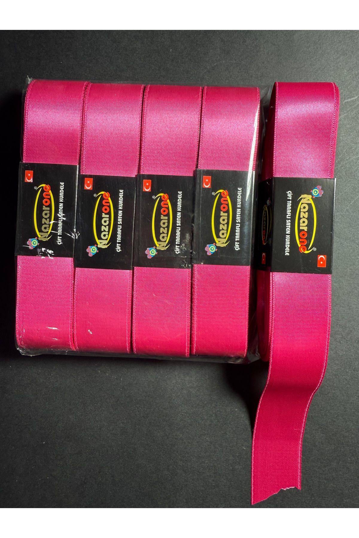 Home 3 cm saten kurdele pembe renk 5’li (5*10=50metre)