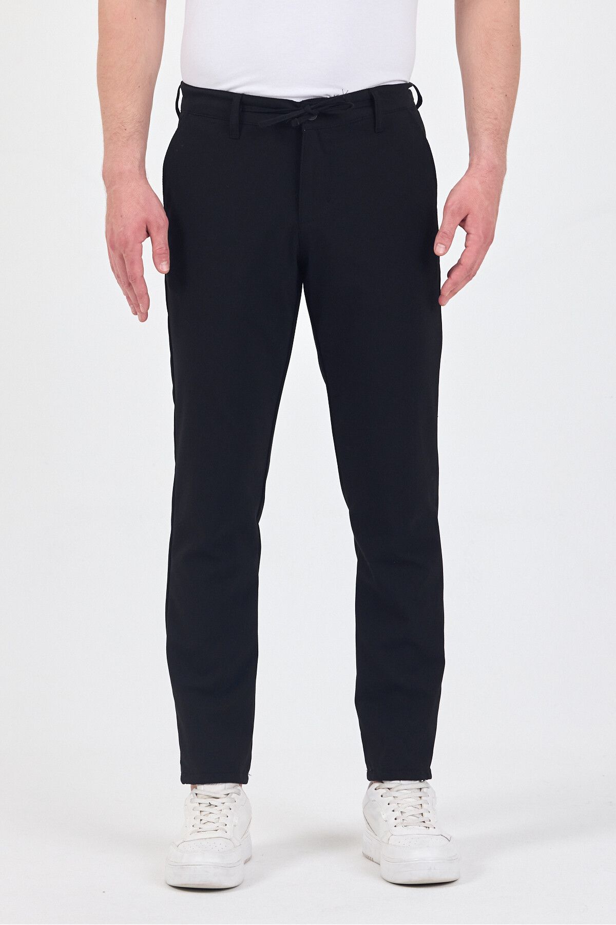 TheSeason Erkek Siyah Likralı Kırışmaz bağcıklı Comfort Fit Chino Pantolon