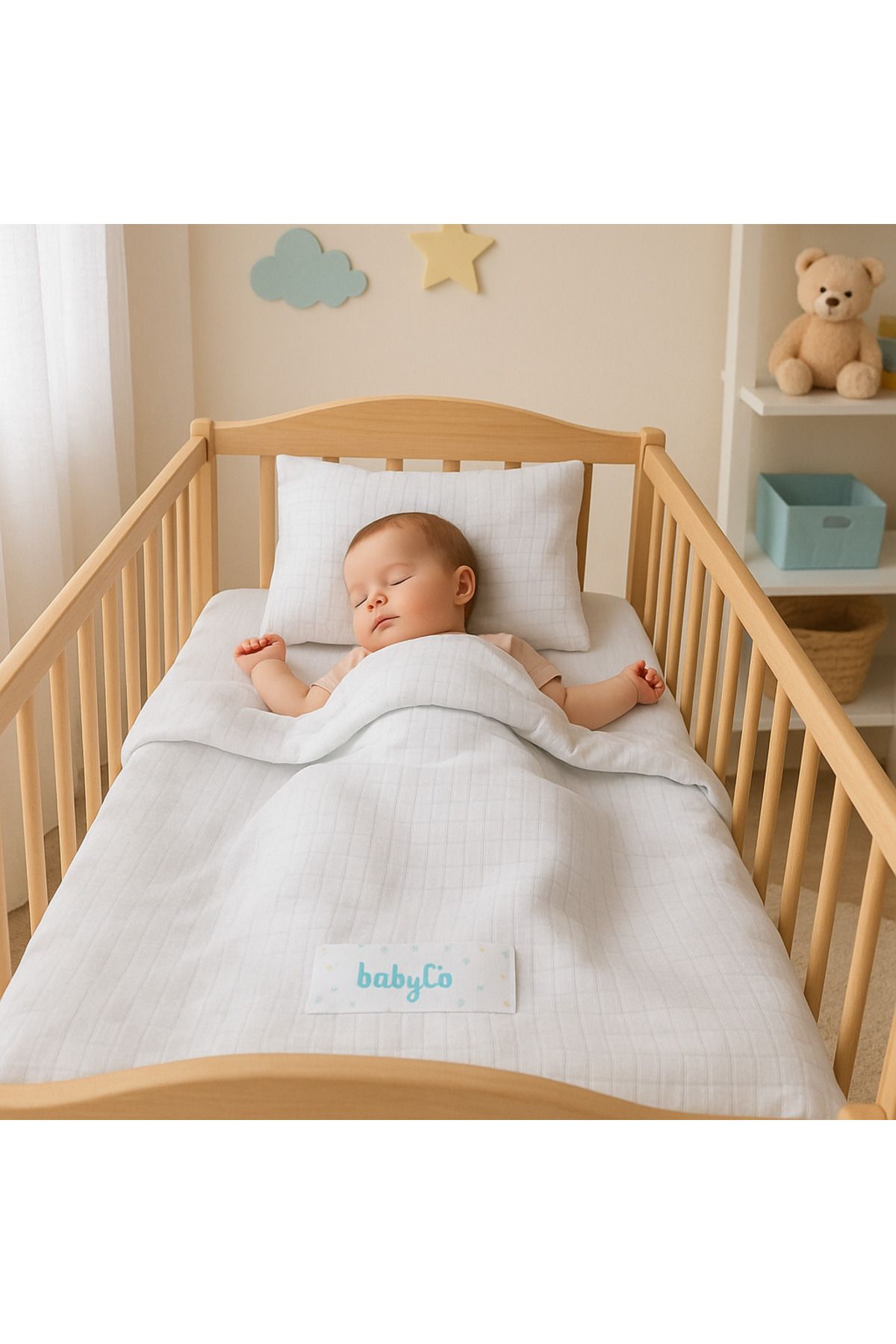 Rell Home Bebek Müslin Nevresim Seti | 1 Adet Çarşaf | 1 Adet Yastık Kılıfı