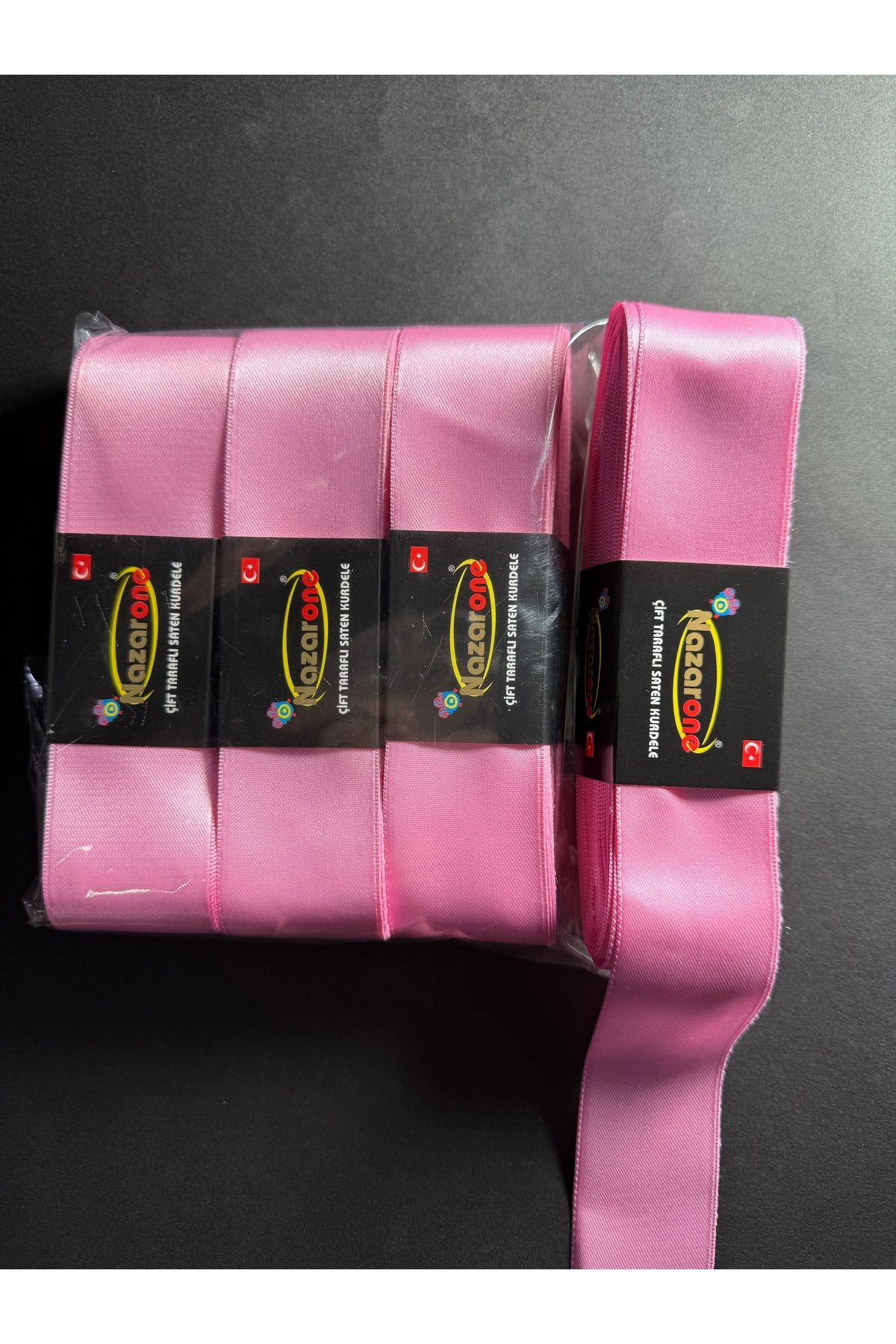 Home 4 cm saten kurdele pembe renk 4’lü (4*10=40metre)