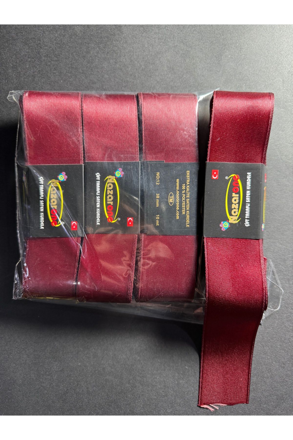 Home 4 cm saten kurdele bordo renk 4’lü (4*10=40metre)