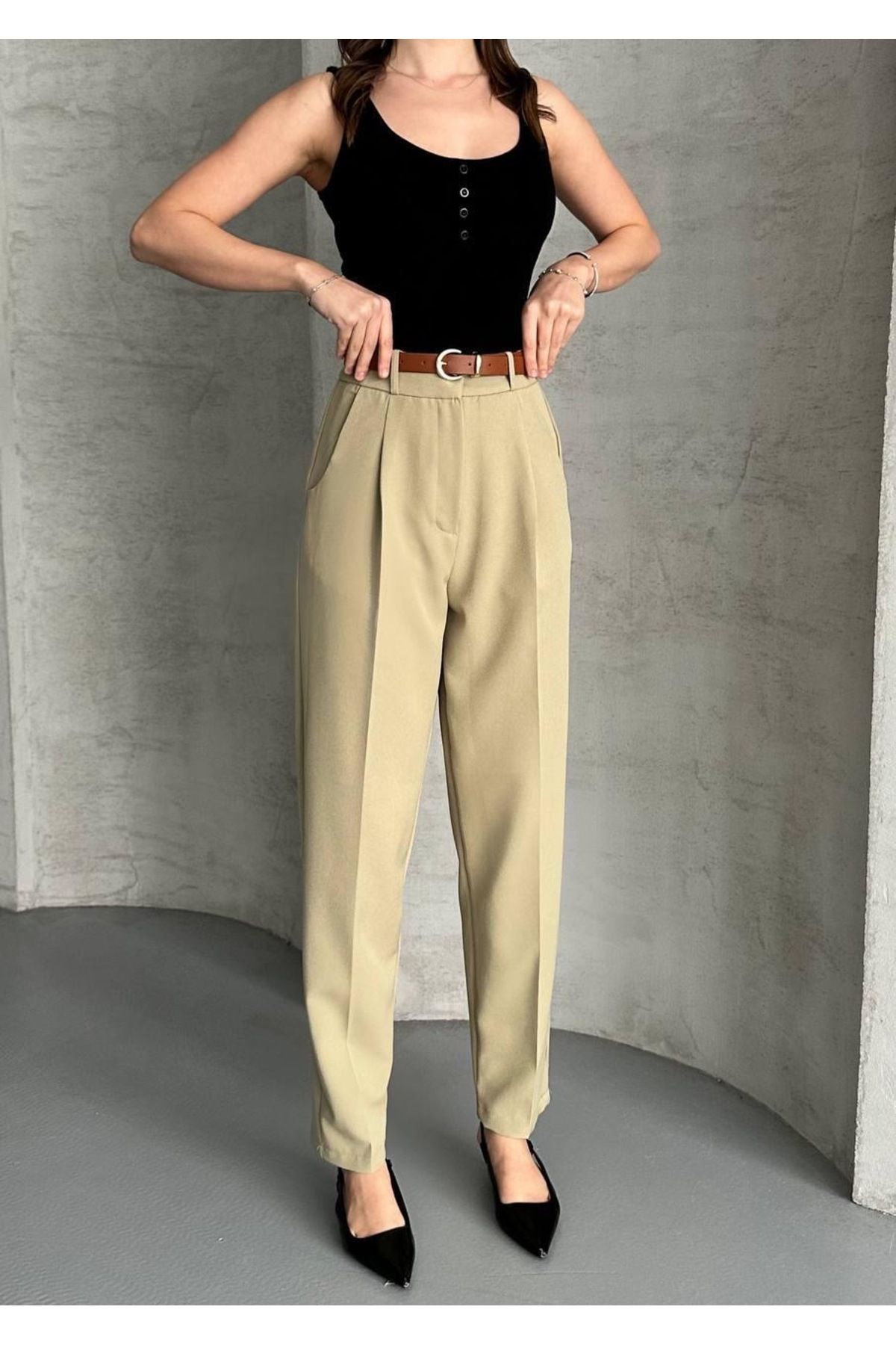 Ekim Store Kemerli Kumaş Salaş Pantolon
