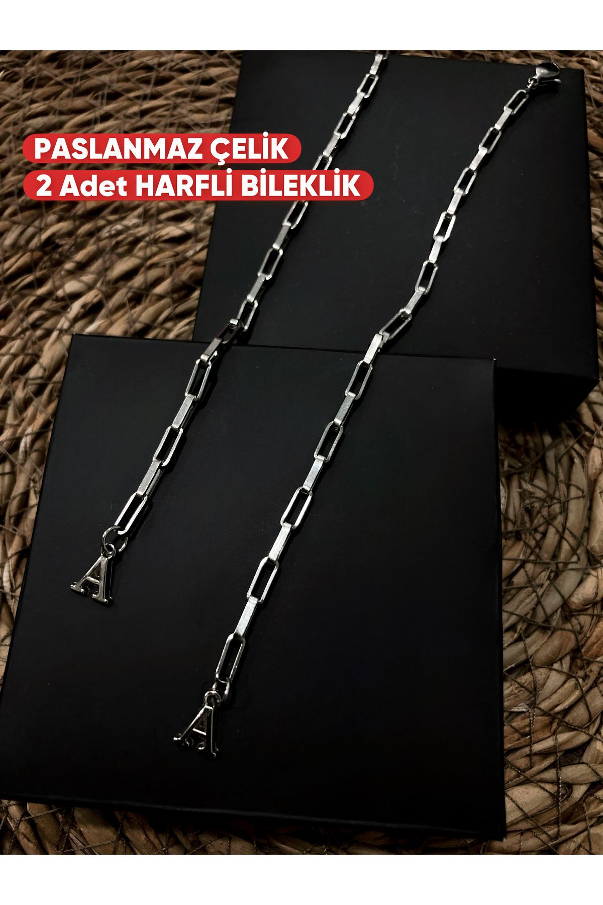 ruvelu 2’li Kişiye Özel Paslanmaz Çelik Dikdörtgen Sevgili-Arkadaş Bilekliği Gümüş Renk