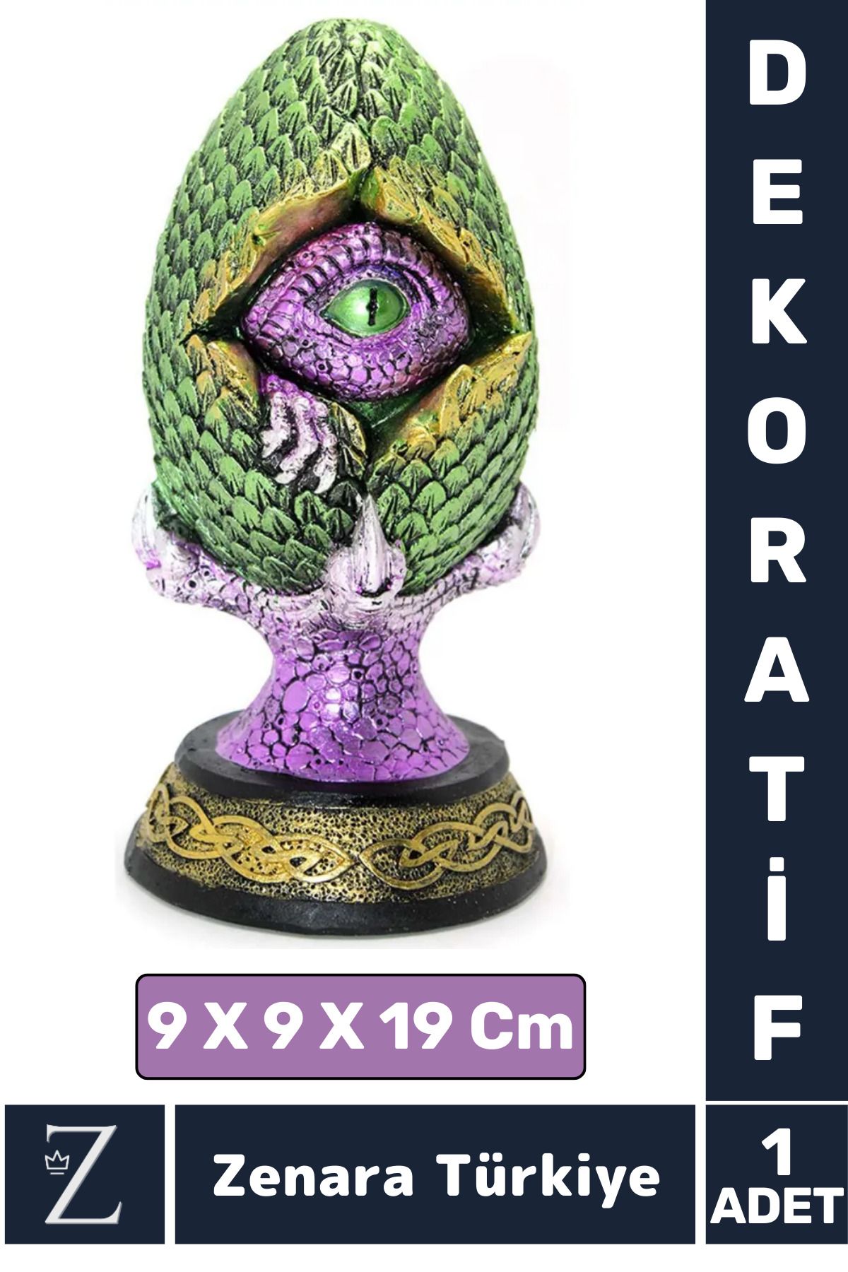 Zenara Premium Dayanıklı Çok Şık Dekoratif Hediyelik Özel Gün Biblo Koleksiyon POLYESTER DRAGON PENÇELİ GÖZ