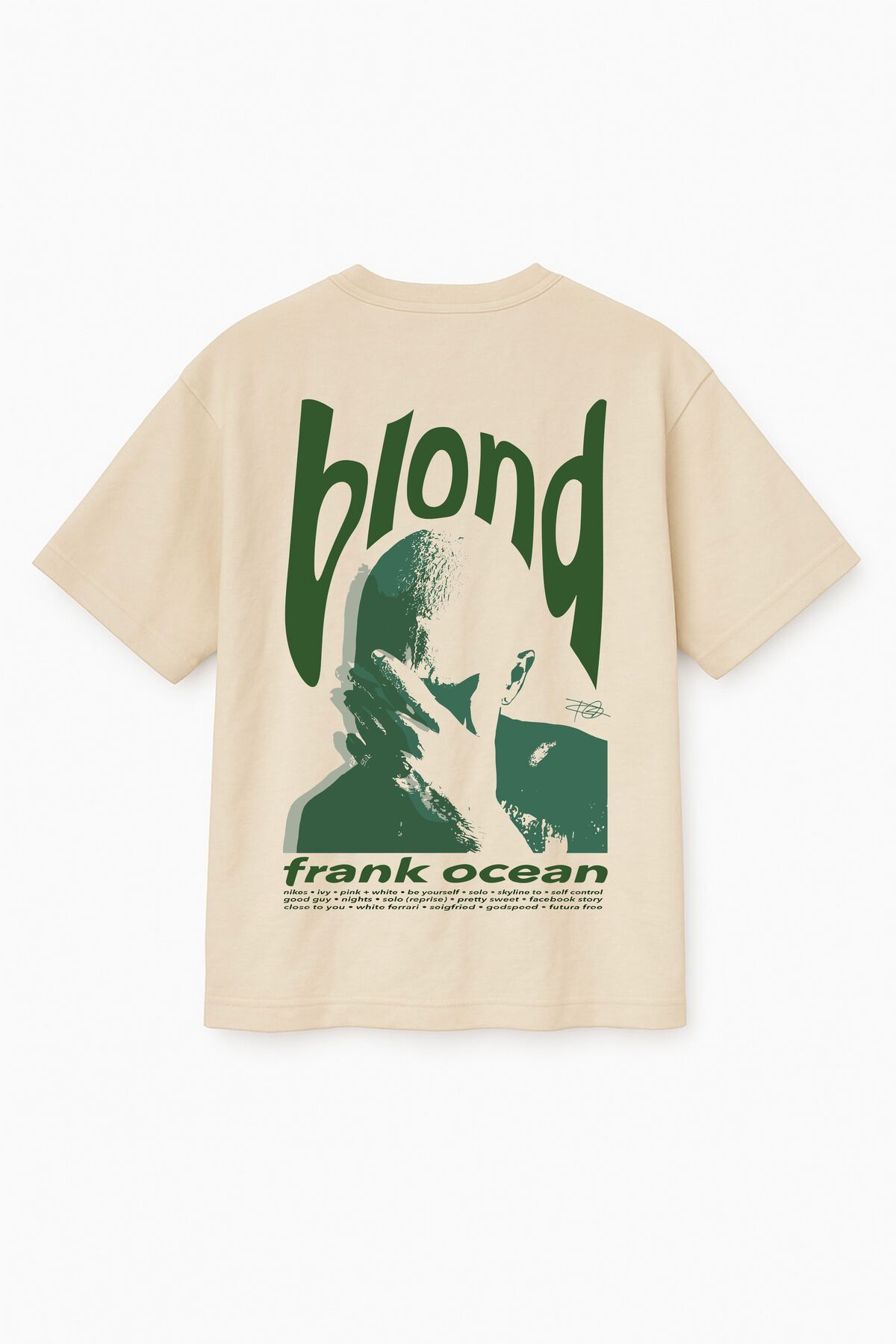 Altair Tr Bej Renk Oversize Frank Ocean Blond Baskılı Unisex Tişört T-Shirt