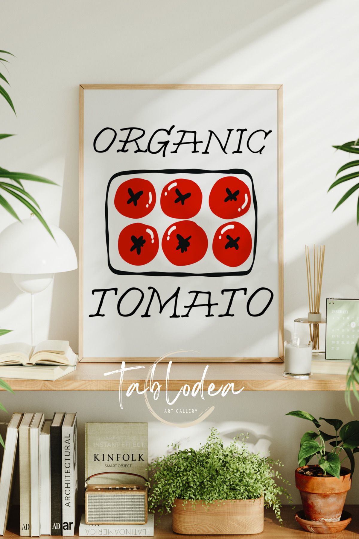 tablodea Domates Temalı Modern Mutfak Dekoru Çerçeveli Poster Tablo, Minimalist Pinterest Mutfak Tablosu