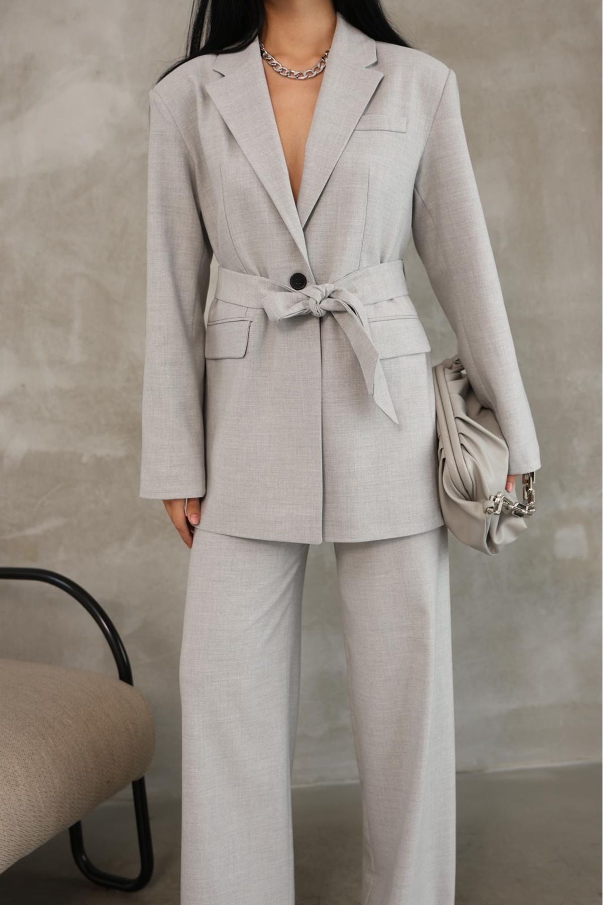 Ekim Store Kuşaklı İkili Blazer Takım