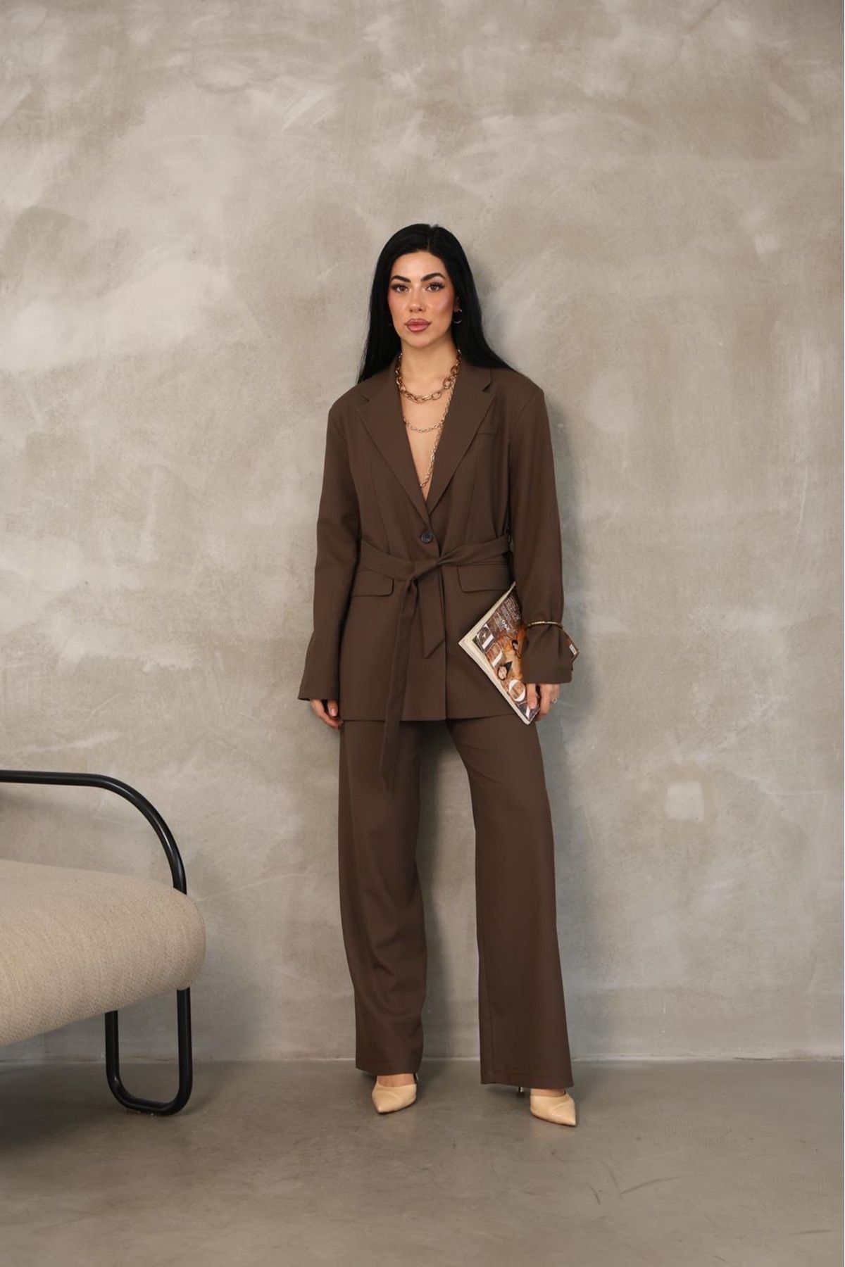 Ekim Store Kuşaklı İkili Blazer Takım