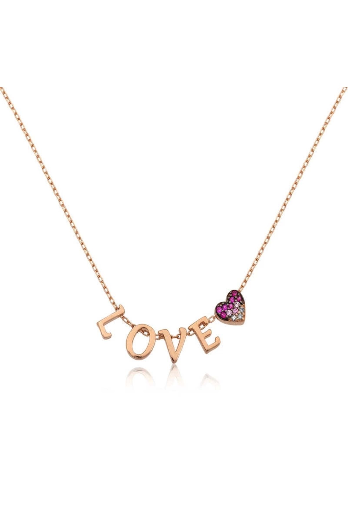 luz&pos Gümüş Rose Kalpli Love Kolye