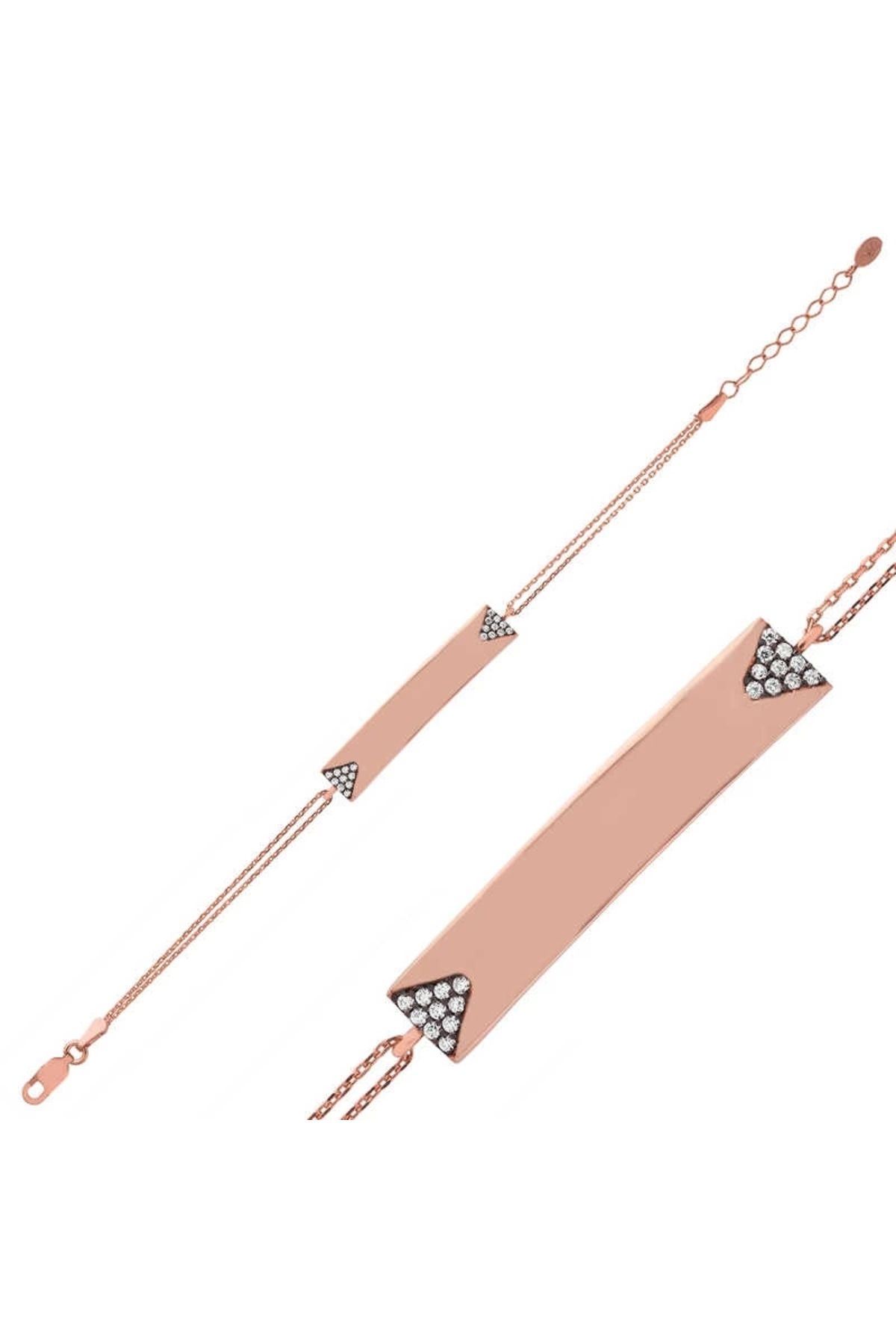 luz&pos Gümüş Rose İsimli Plaka Bileklik