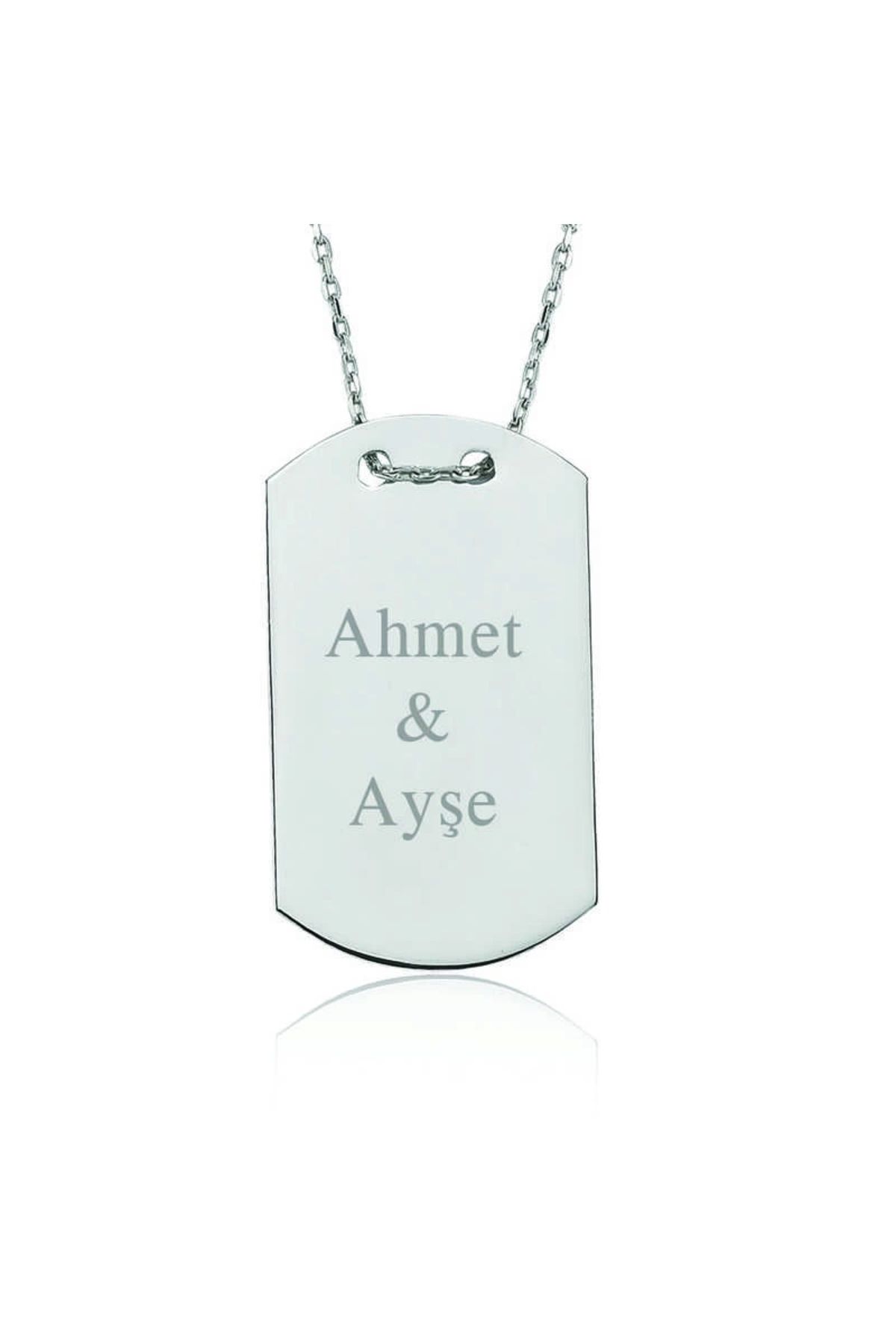 luz&pos Gümüş İsimli Asker Künyesi Kolye