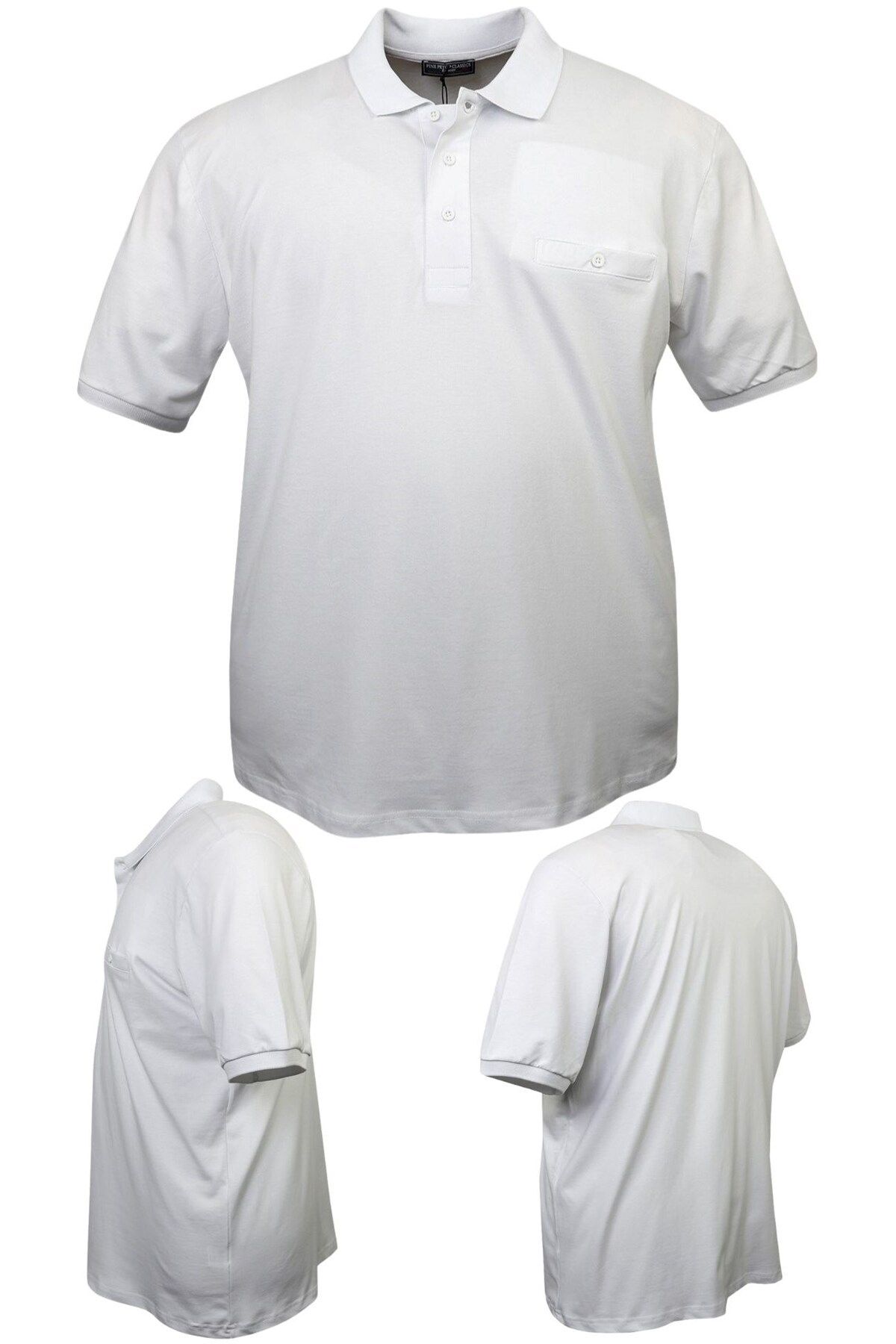 marufshop Erkek Büyük Beden 115 - 155 Kilo Arası Uygun Bedenli Likralı Pike Polo Yaka Cepli Tişört