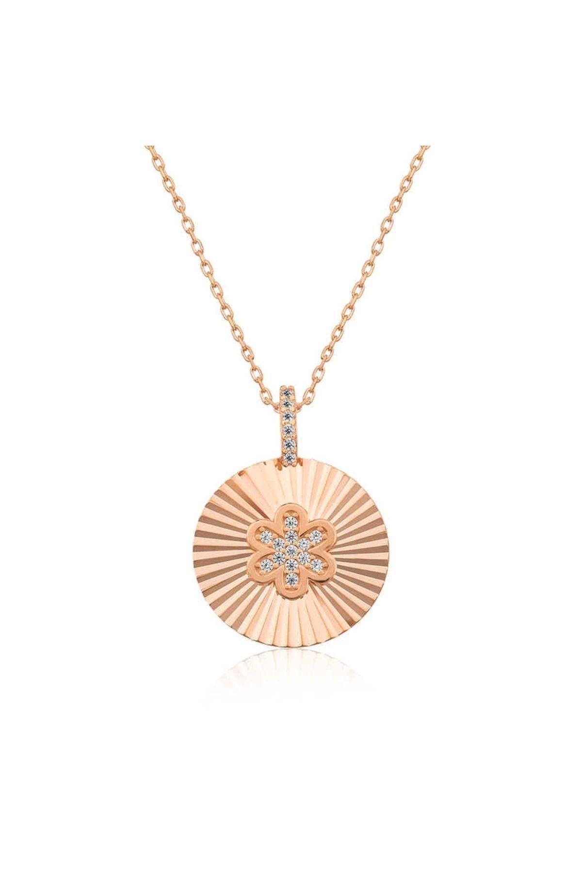 luz&pos Gümüş Rose Fırfırlı Çiçek Kolye