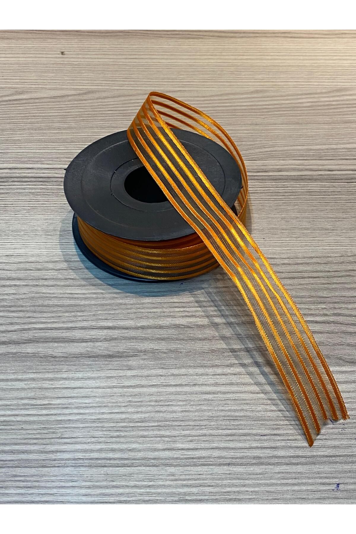 balal giyim Altın Bohça Süsleme Çeyiz Gelin 5 Metre Çizgili Organze Kurdele Tasarım
