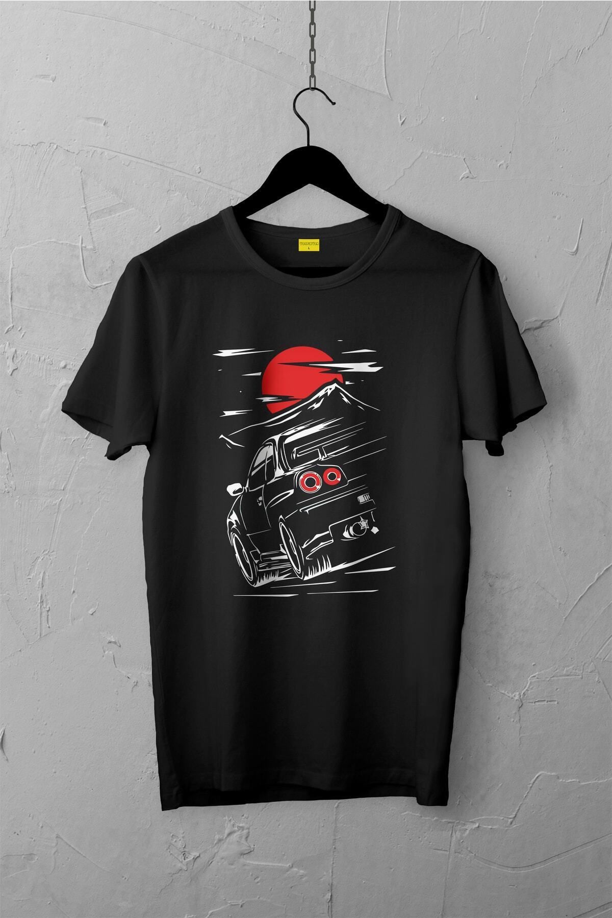 Pisa Art Nissan Skyline R34 Gtr Design Tshirt , Unisex Premium, Çatlama Solma Yapmaz / Otomobil