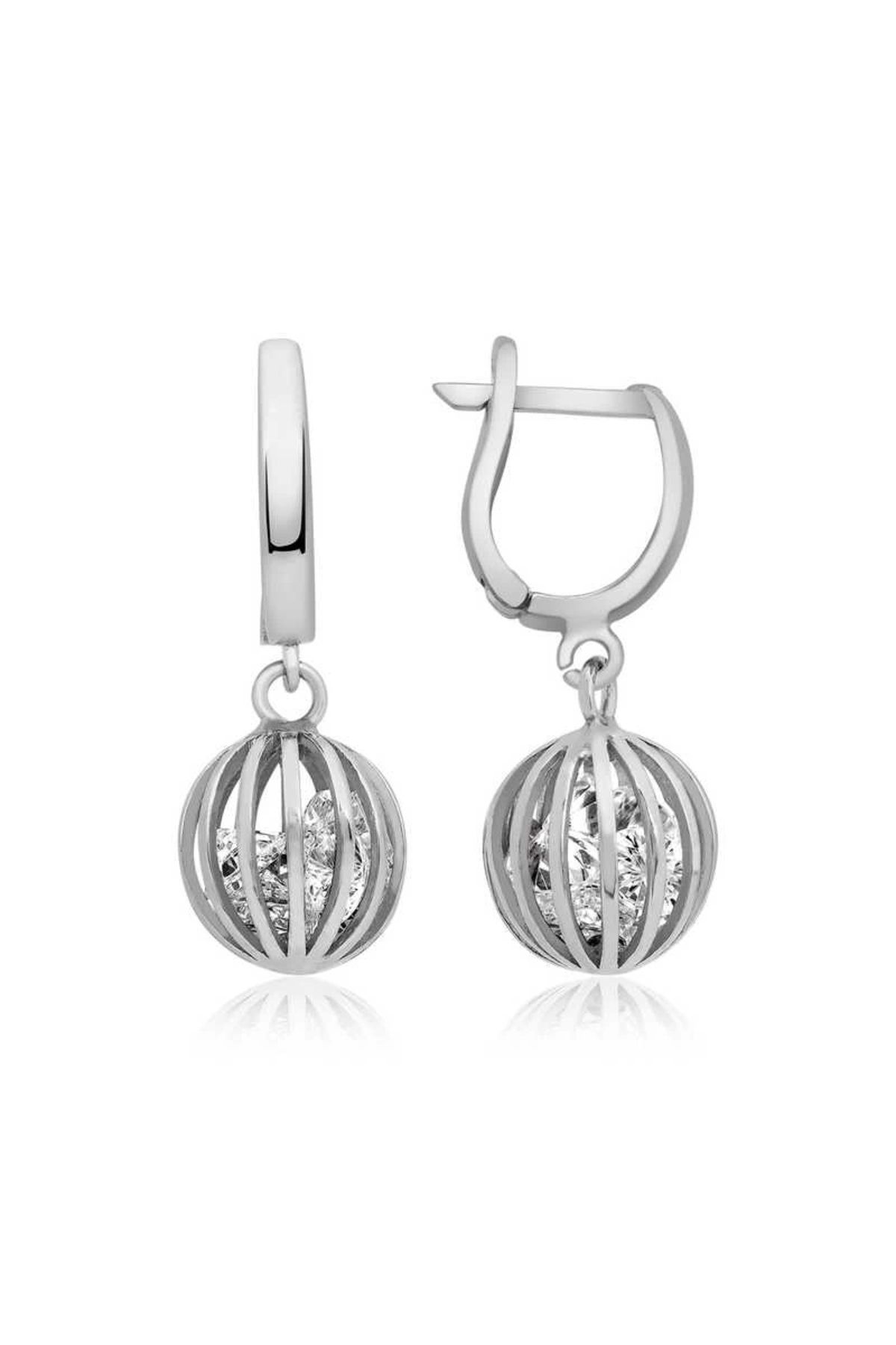 luz&pos gümüş Taşlı Küre Küpe
