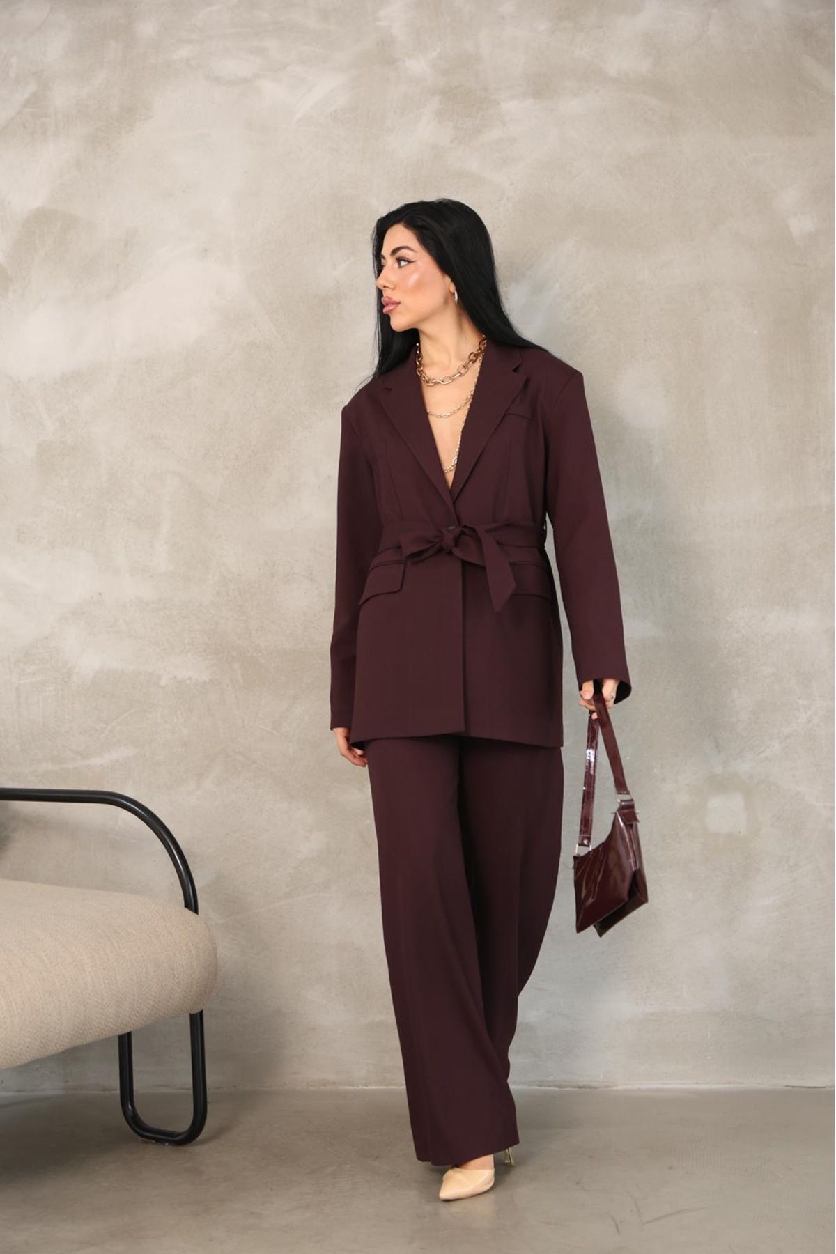 Ekim Store Kuşaklı İkili Blazer Takım
