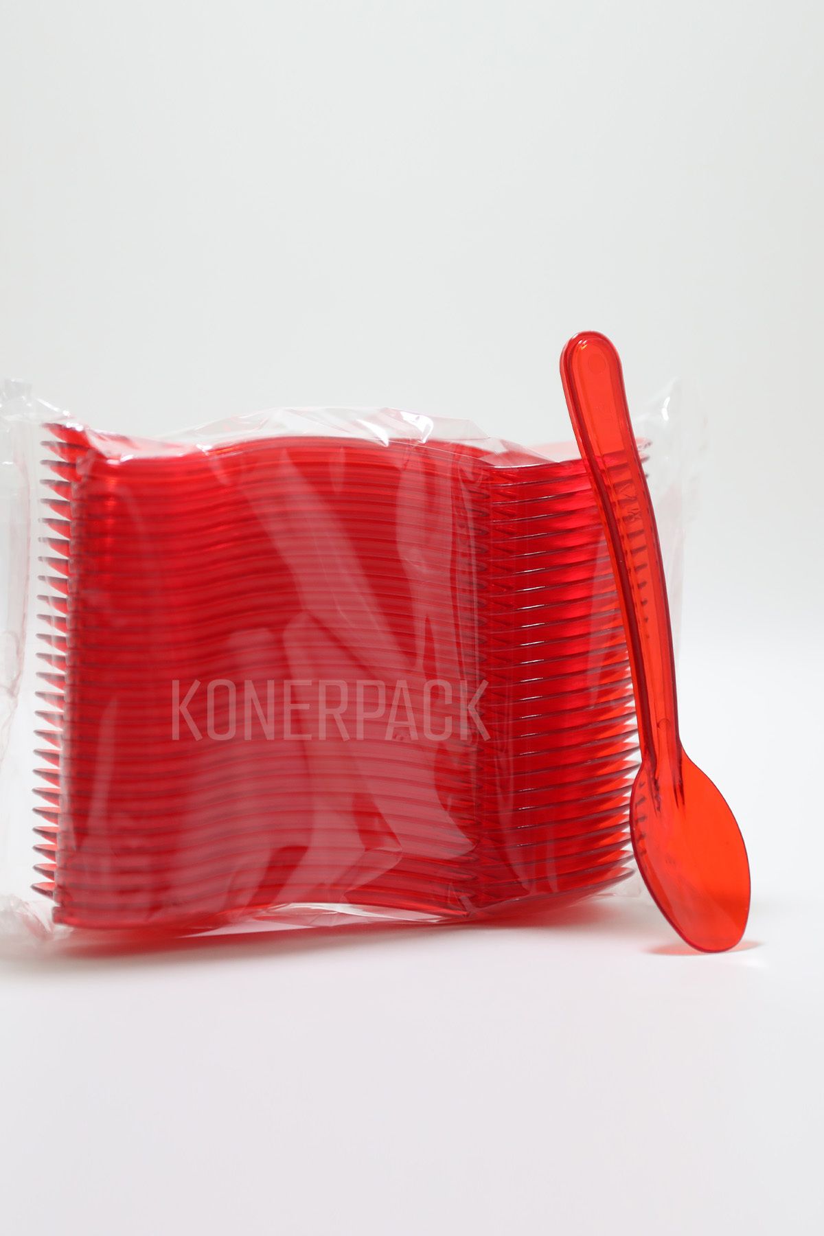 KONERPACK Lüks Dondurma Tatlı Kaşığı 100 adet - Kırmızı