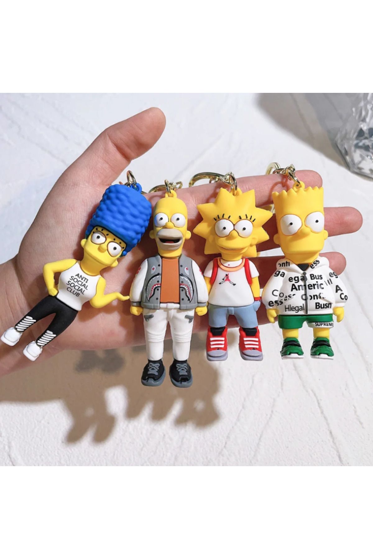 Bizde Ne Yok ki Simpsons 3d Lüks Silikon Büyük Boy Kalite Anime Silikon Anahtarlık, Çanta Süsü 4 Adet